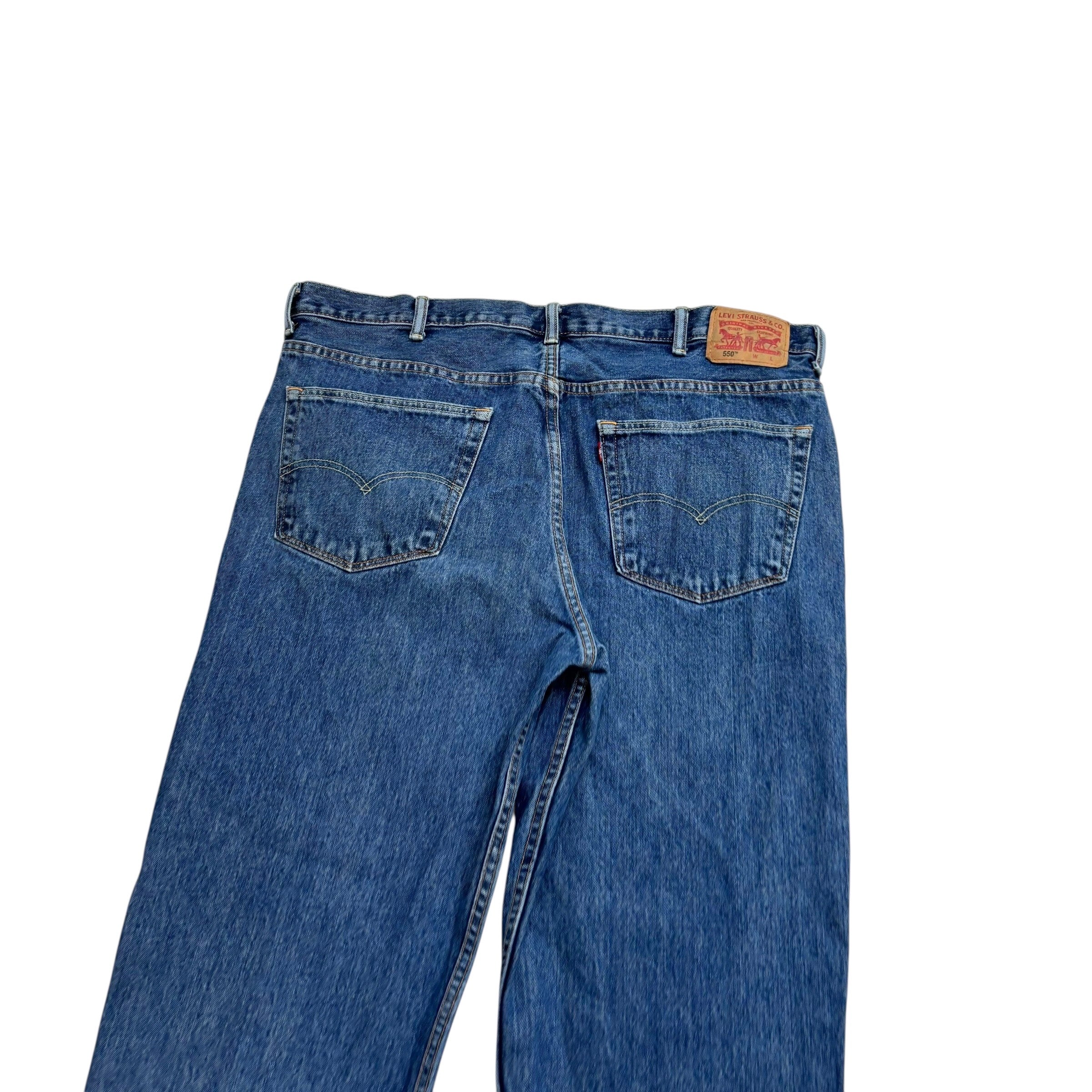Levis 550 Jeans W42 L29 Mens Mid Blue Baggy Relaxed Straight Fit Denim (E)