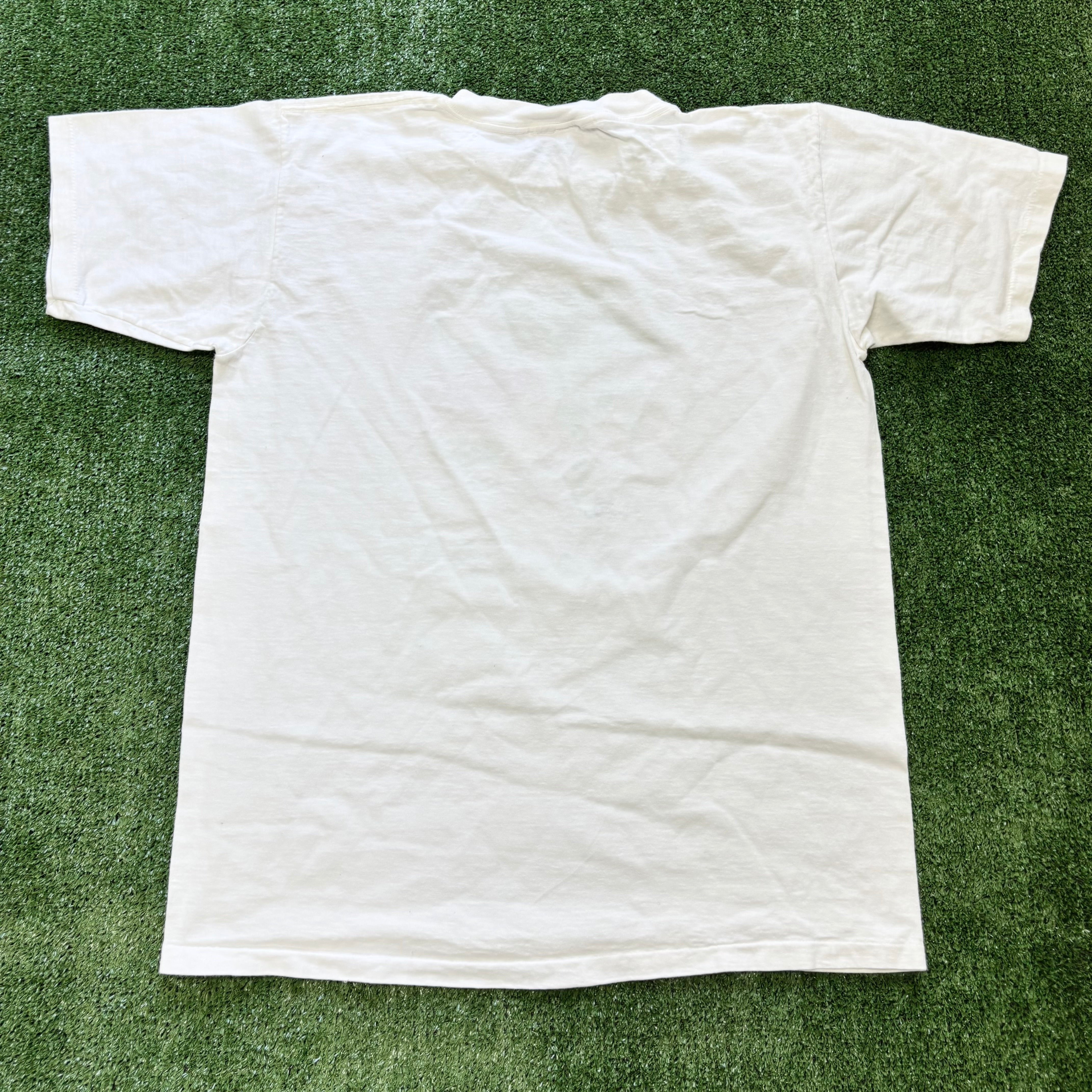 Vintage T Shirt Mens Large White Single Stitch Graphic Print 90s USA (E)