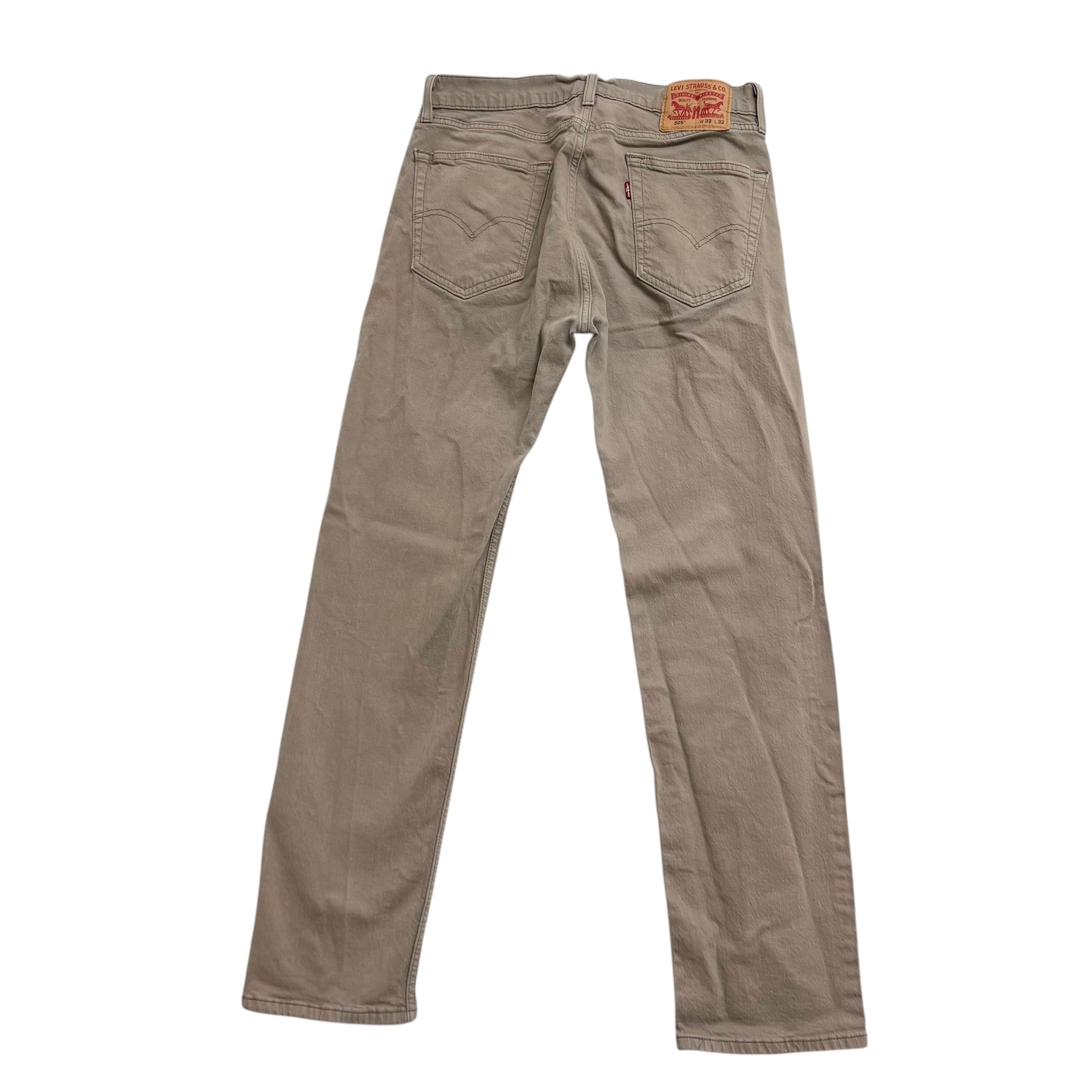 Levis 505 Jeans W32 L32 Mens Beige Regular Straight Fit Stretch Denim