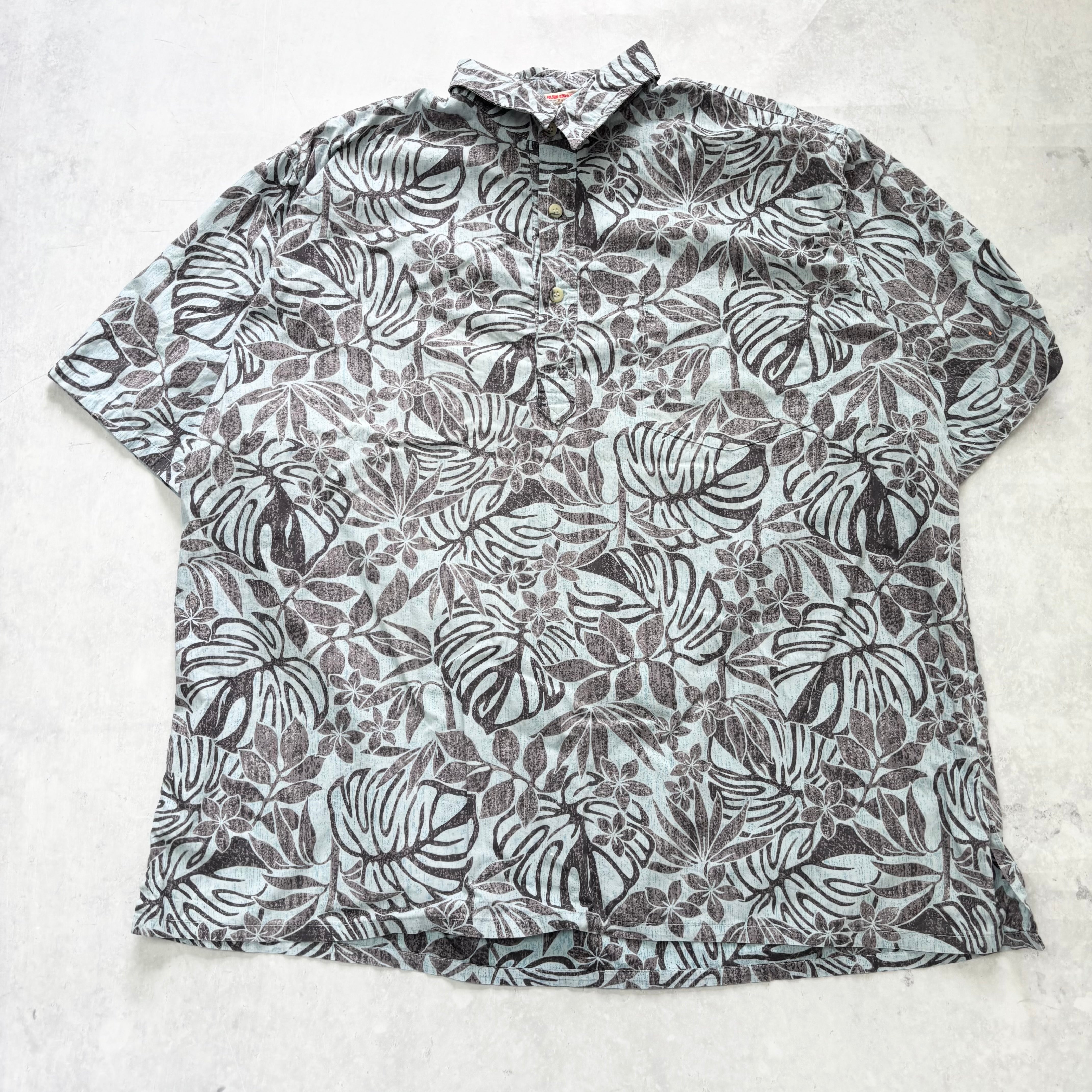 Vintage Hawaiian Shirt Mens XL Blue Floral Aloha Short Sleeve Cotton (E)