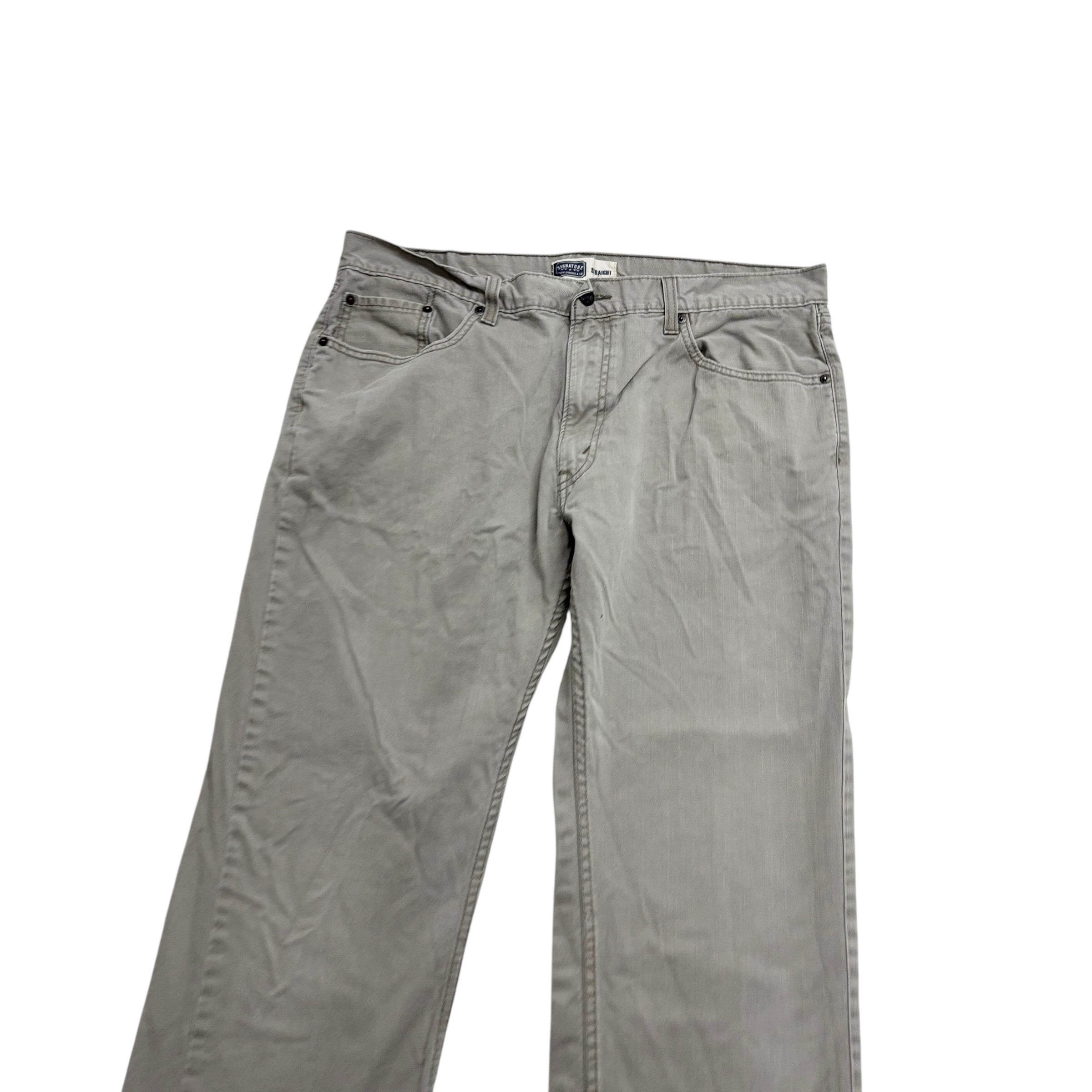 Levis Signature Trousers W38 L31 Mens Grey Relaxed Straight Vintage Pants (E)