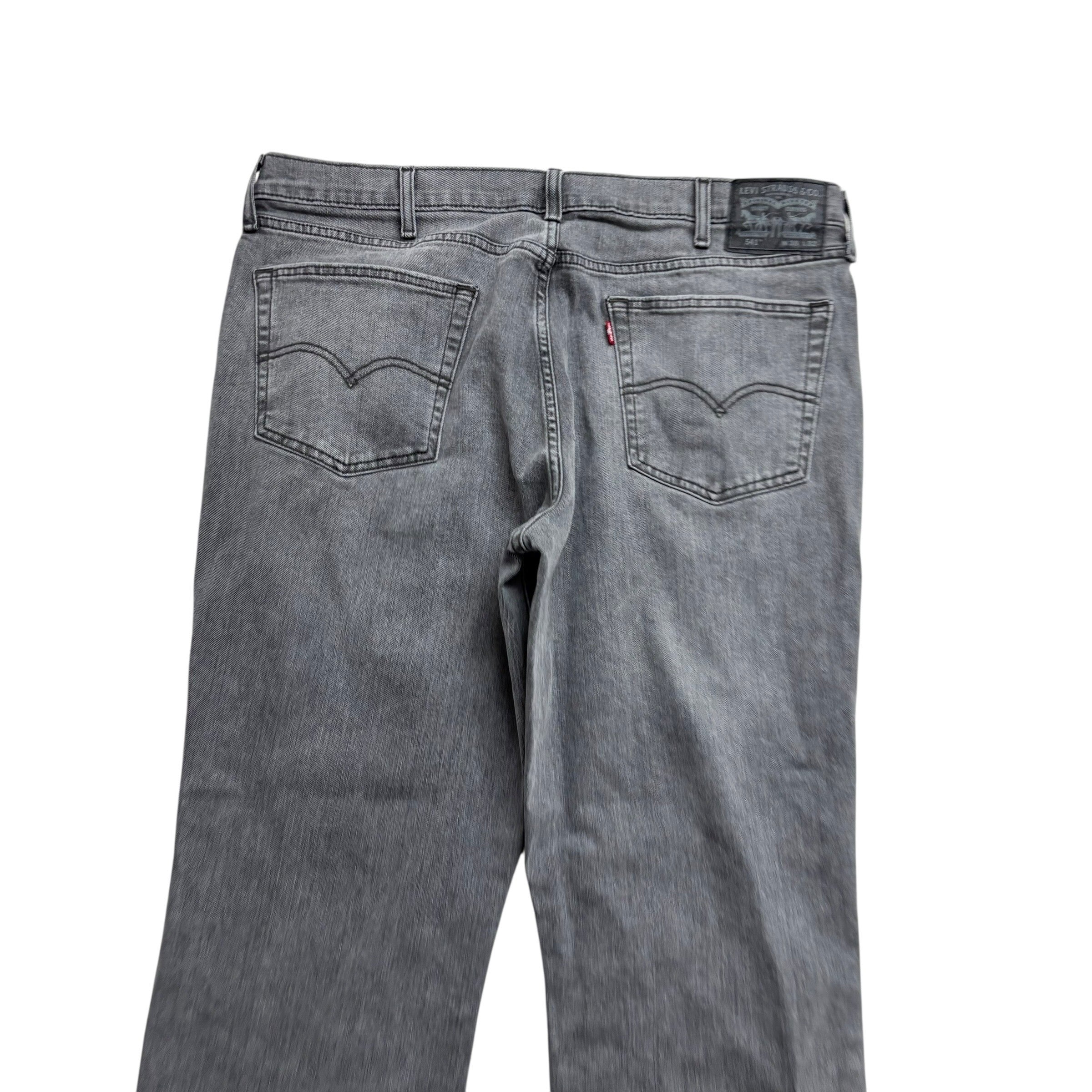 Levis 541 Jeans W38 L30 Mens Grey Athletic Tapered Fit Stretch Denim (E)