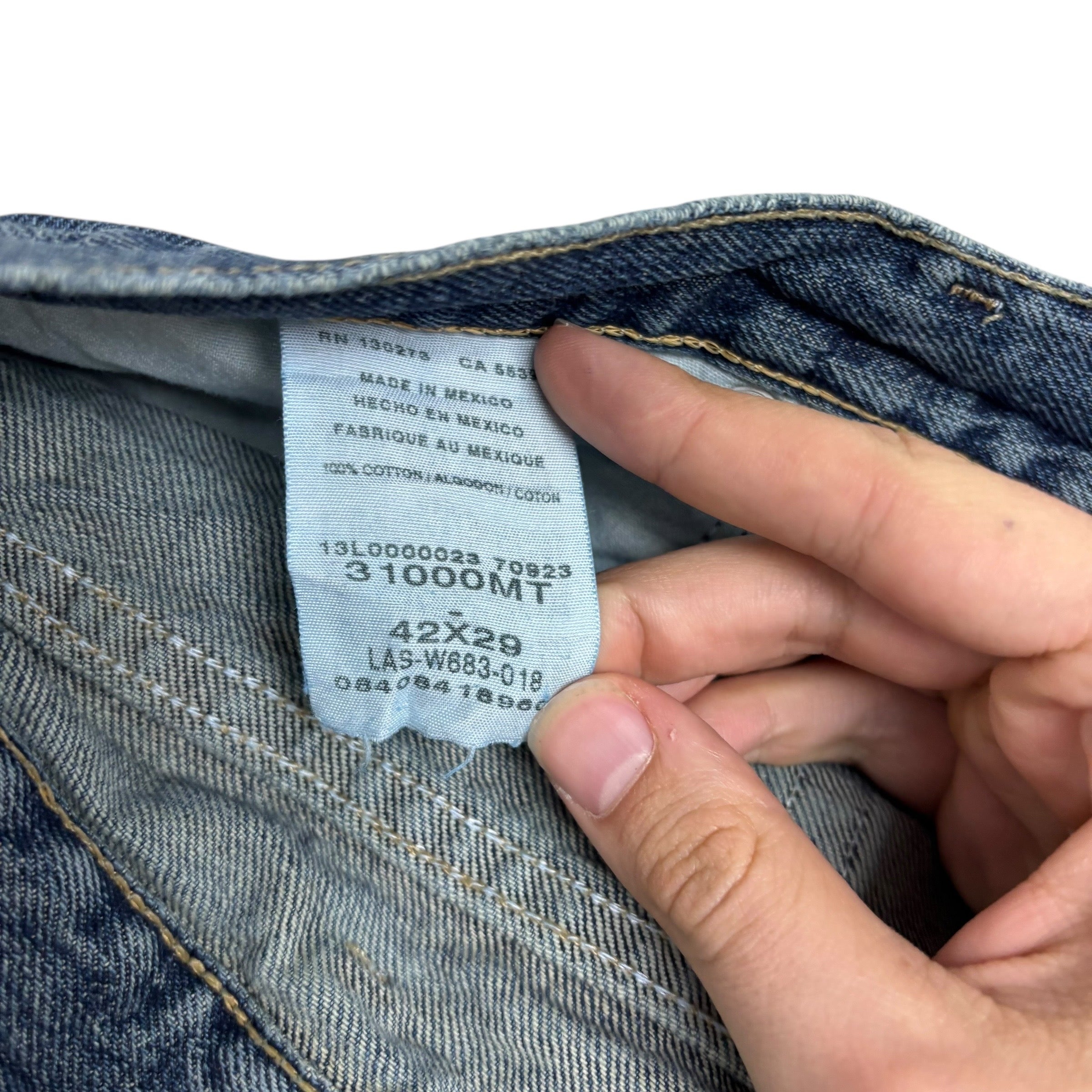 Wrangler Jeans W42 L30 Mens Mid Blue Baggy Relaxed Straight Fit Denim (E)