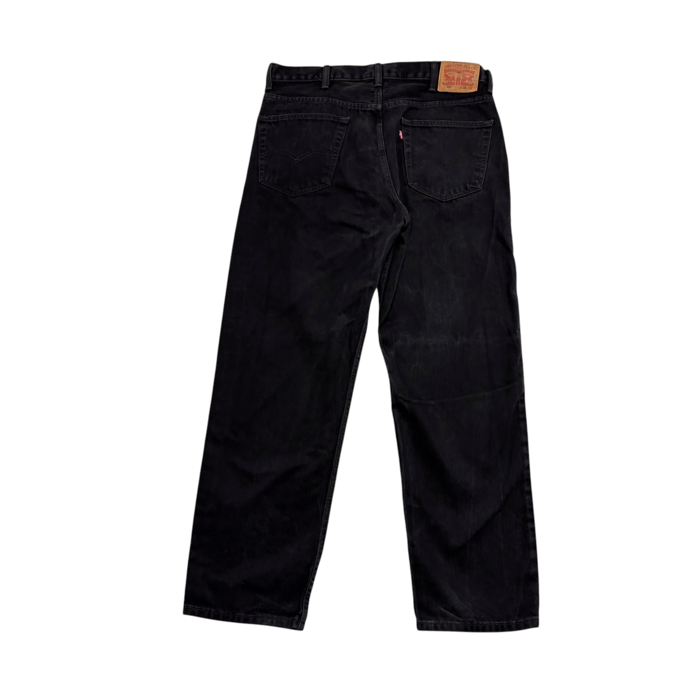 Levis 550 Jeans W38 L32 Mens Black Baggy Relaxed Straight Fit Denim (E)