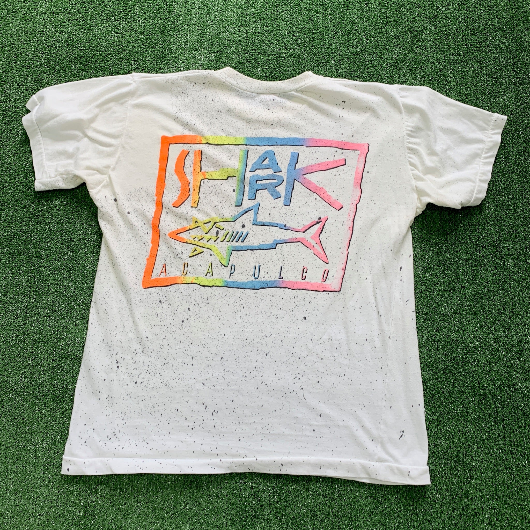 Vintage T Shirt Mens Large White Single Stitch Graphic Print 90s USA Tourist