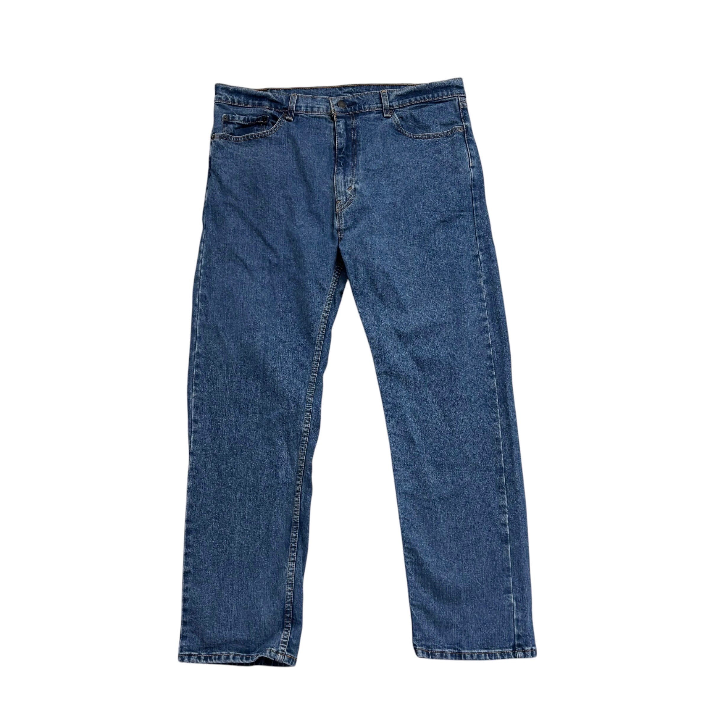 Levis 505 Jeans W38 L30 Mens Mid Blue Regular Straight Fit Stretch Denim (E)