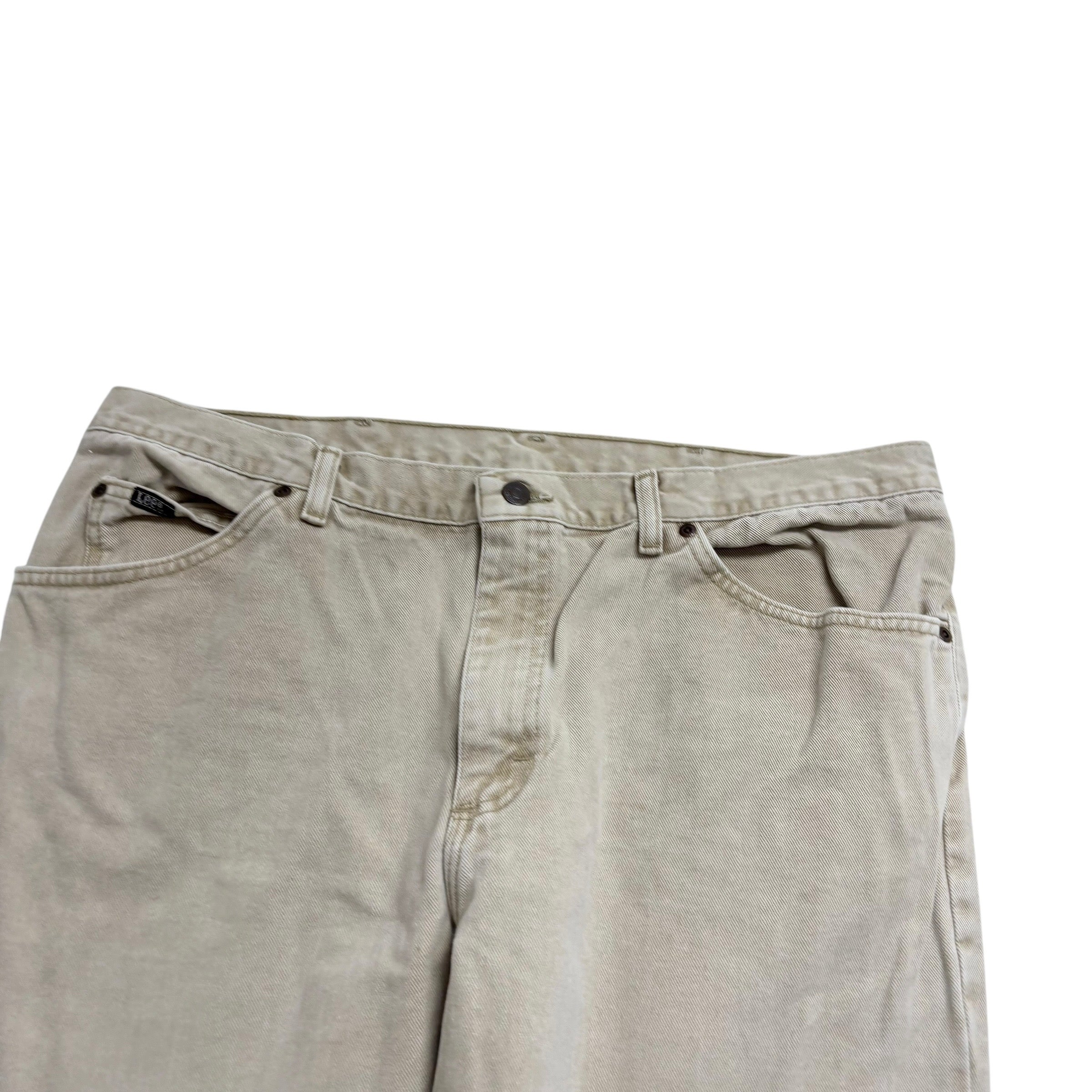 Lee Jeans W38 L30 Mens Regular Straight Fit Cream Tan Vintage USA Made Denim