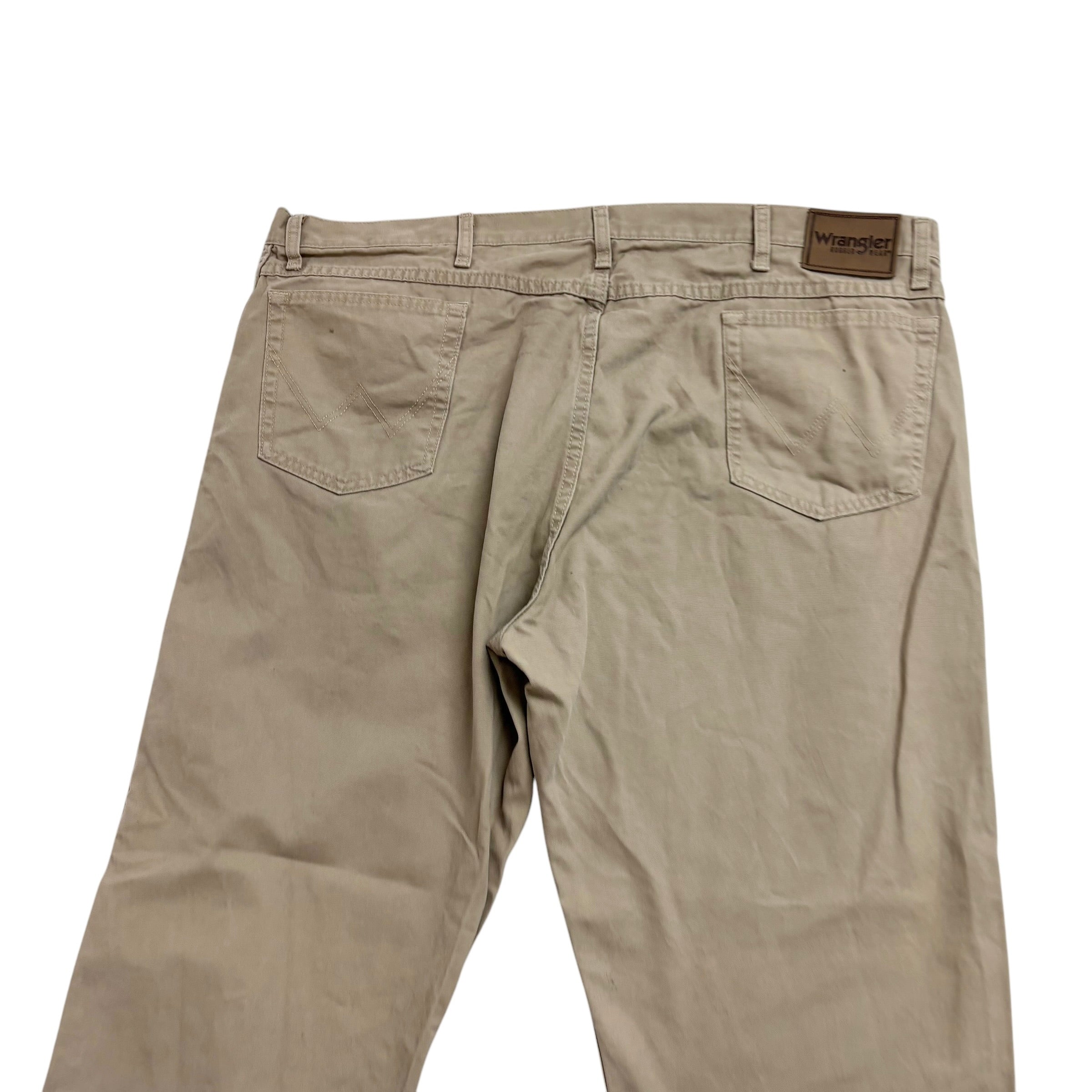 Wrangler Trousers W44 L30 Mens Beige Regular Straight Fit Cotton Pants