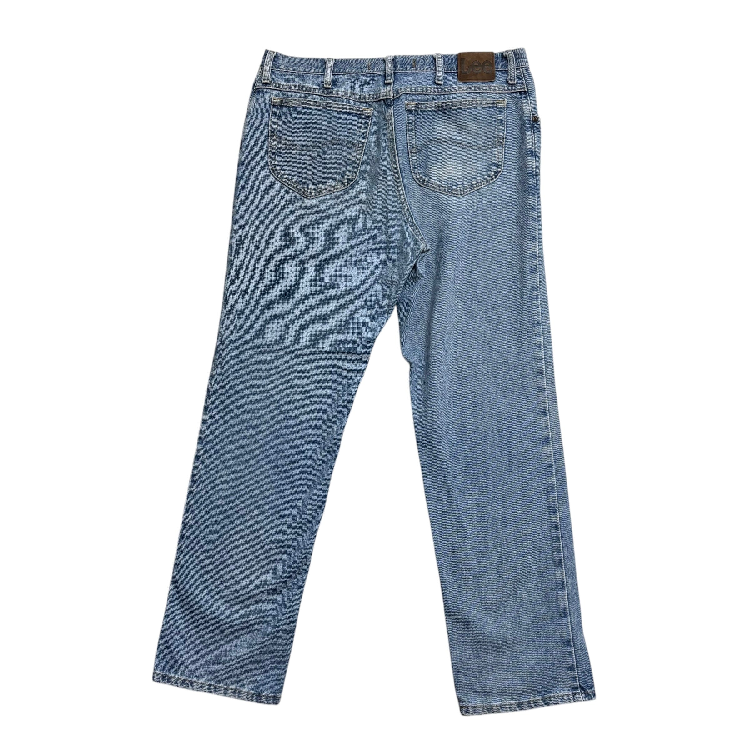Lee Jeans W38 L32 Mens Regular Straight Fit Light Blue Vintage Denim (E)