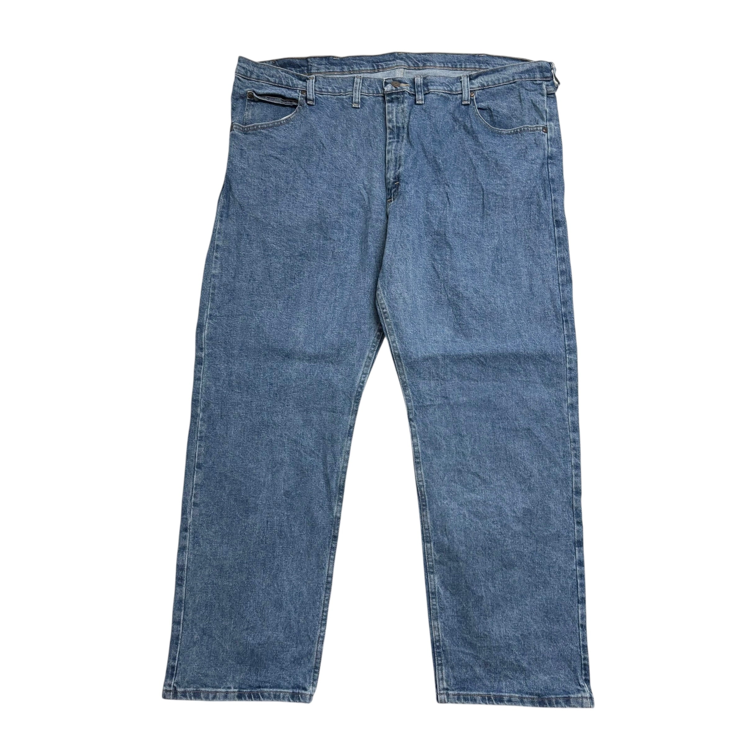 Wrangler Jeans W46 L30 Mens Mid Blue Regular Straight Fit Stretch Denim (E)