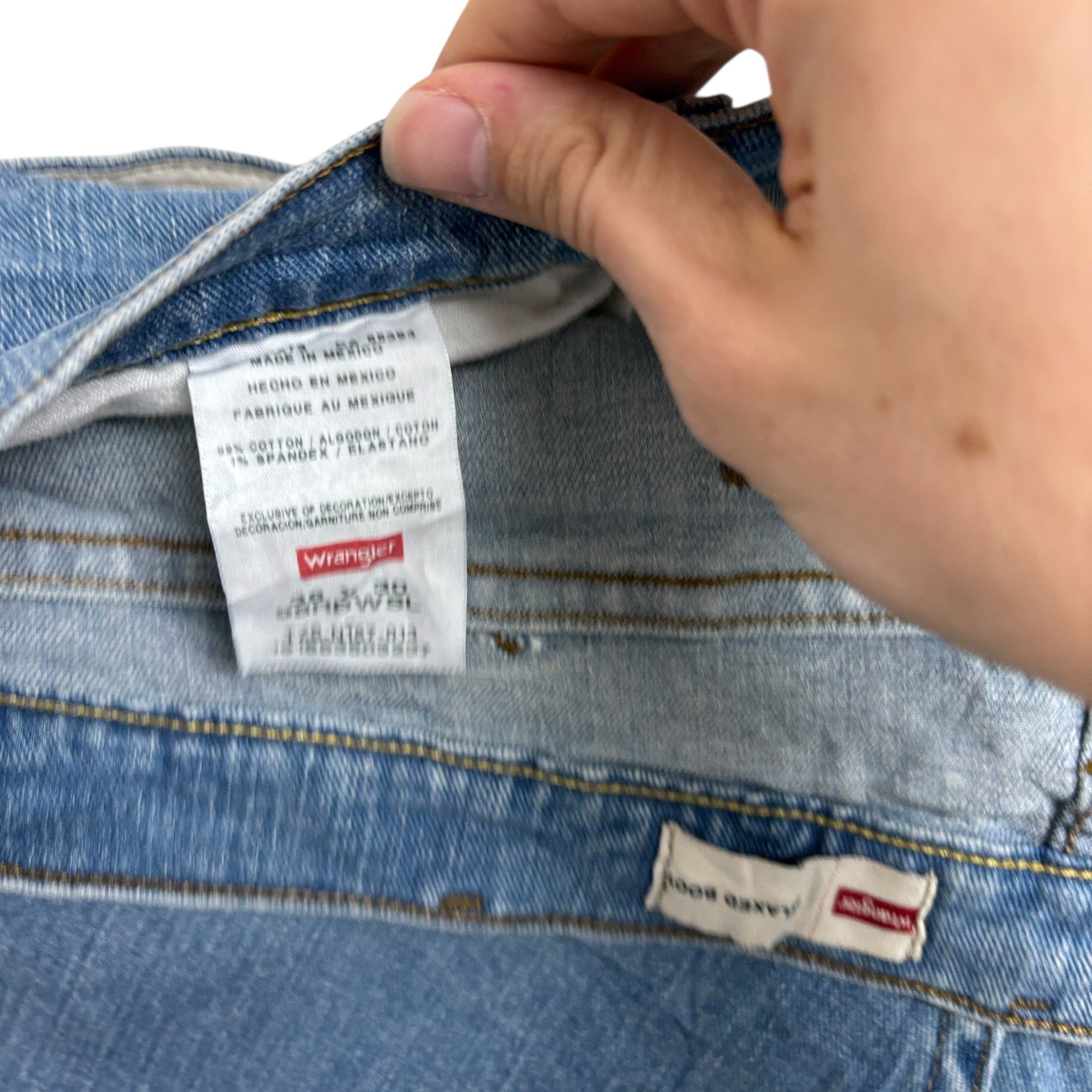 Wrangler Jeans W38 L30 Mens Light Blue Relaxed Bootcut Fit Stretch Denim (F)