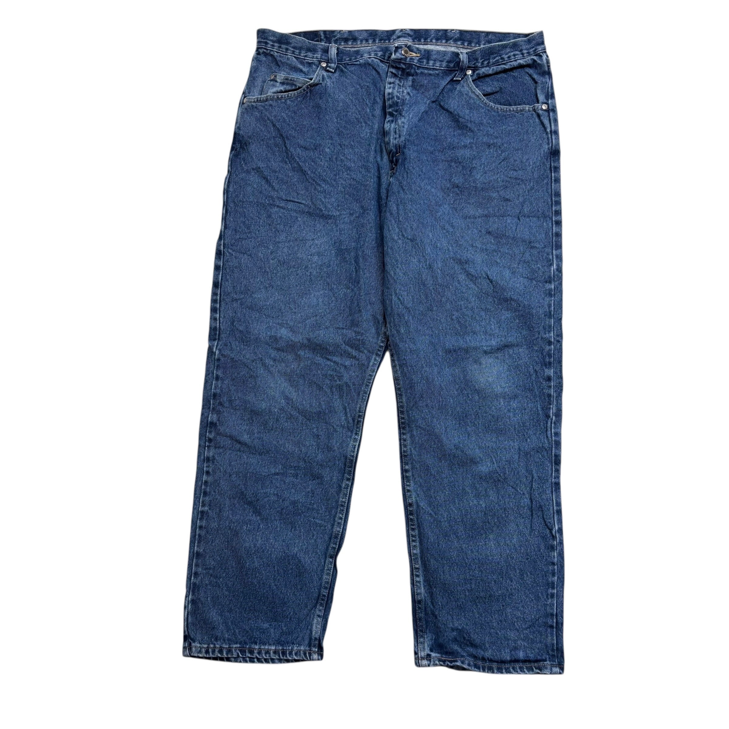 Wrangler Jeans W42 L30 Mens Mid Blue Relaxed Straight Fit Baggy Denim (E)