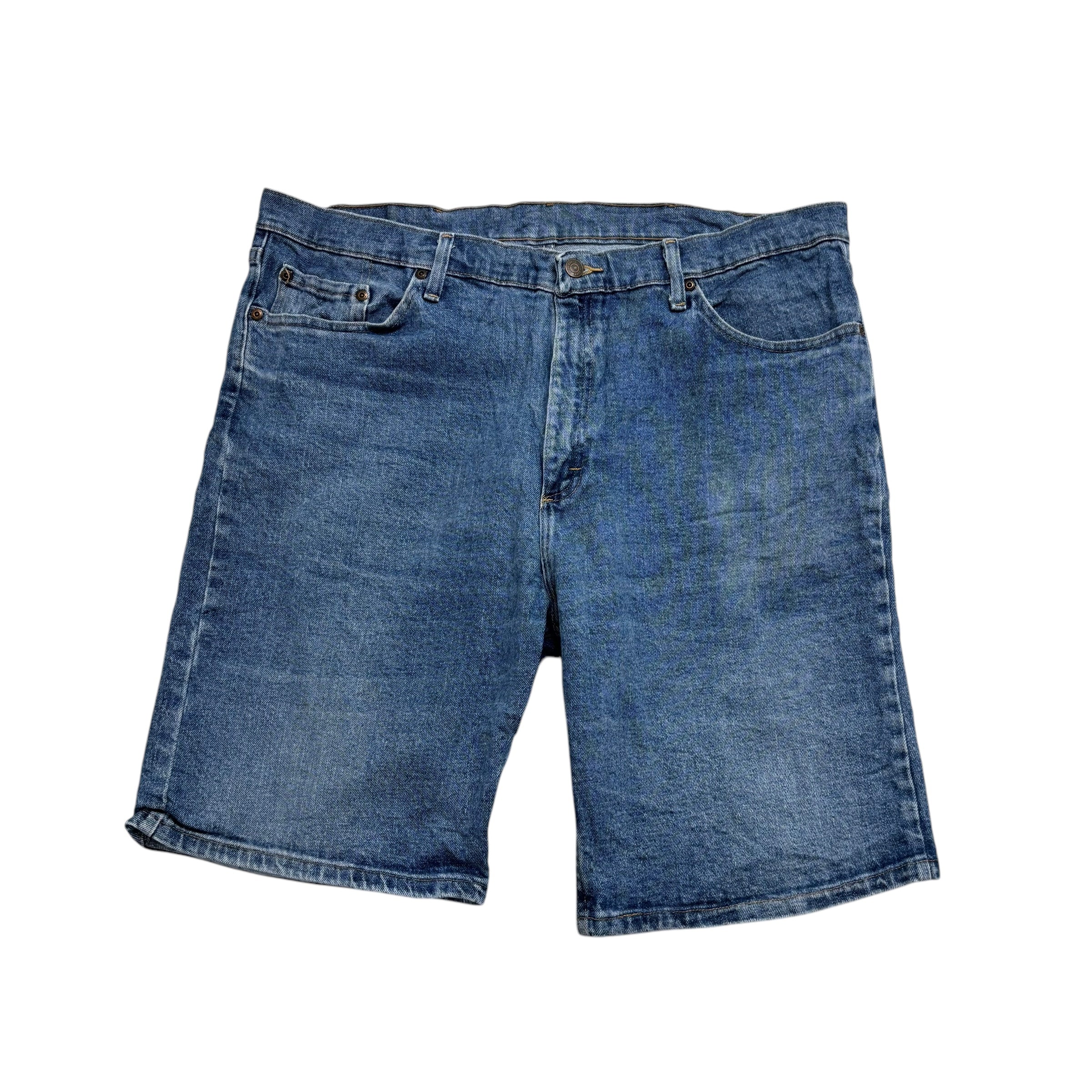 Wrangler Jorts W38 Mens Denim Shorts Mid Blue Relaxed Fit Stretch (E)