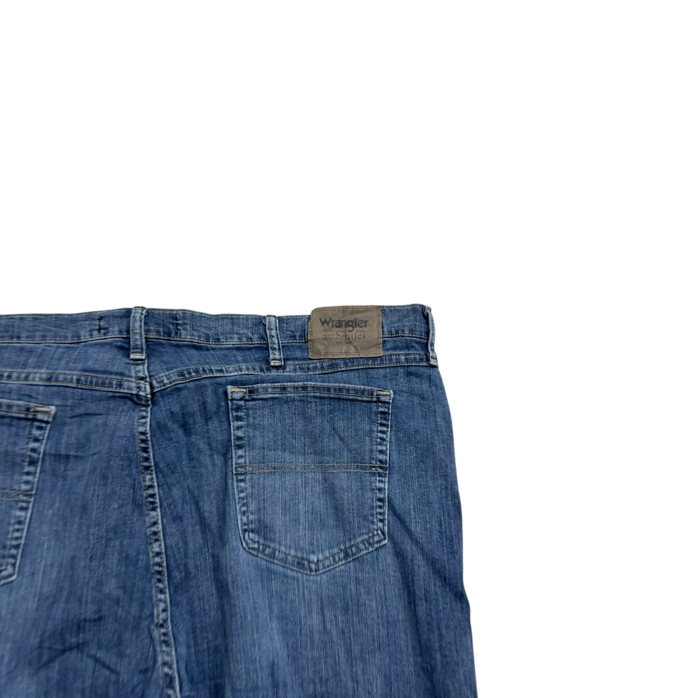 Wrangler Jeans W44 L32 Mens Mid Blue Relaxed Straight Fit Stretch Denim (E)