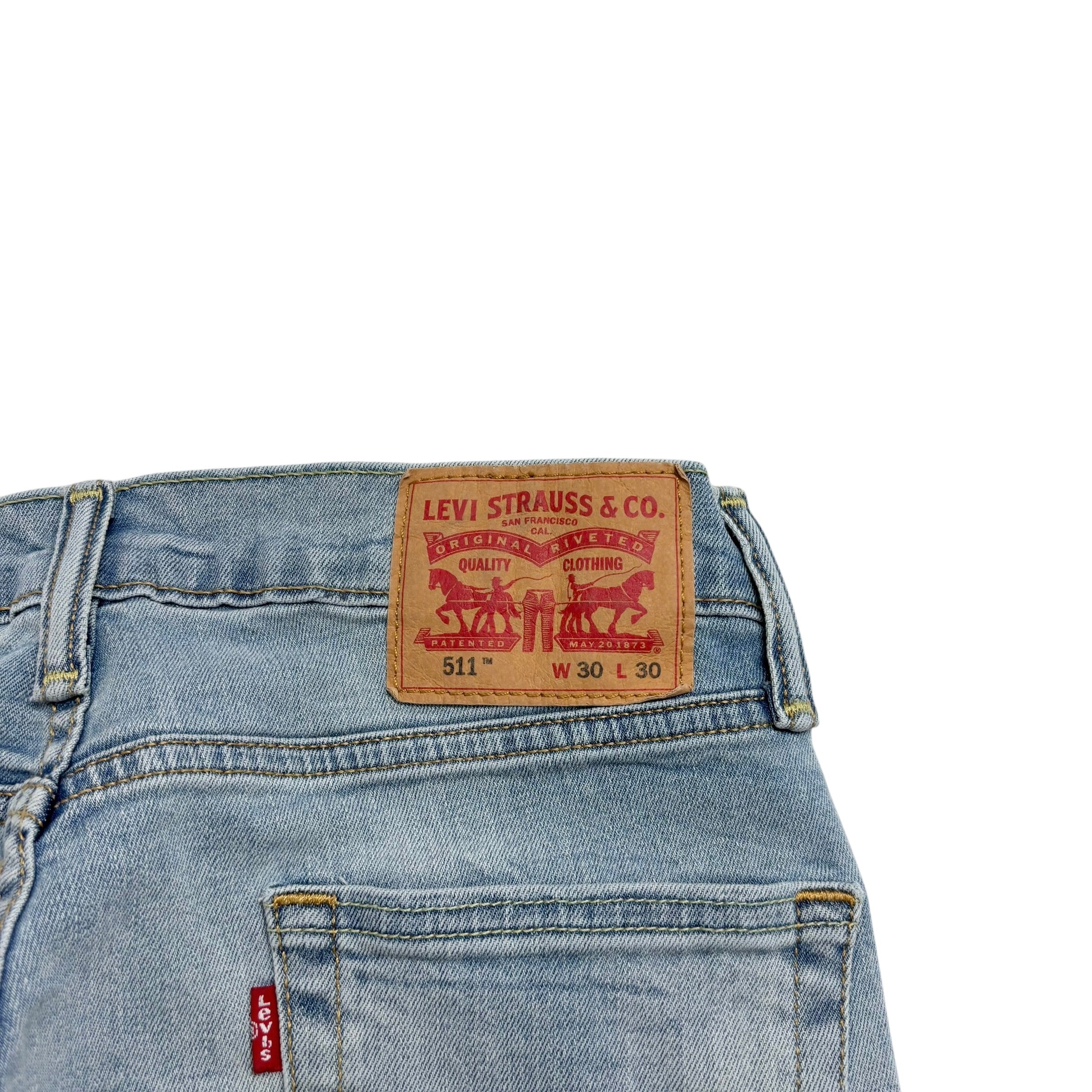 Levis 511 Jeans W30 L30 Mens Light Blue Slim Fit Stretch Denim