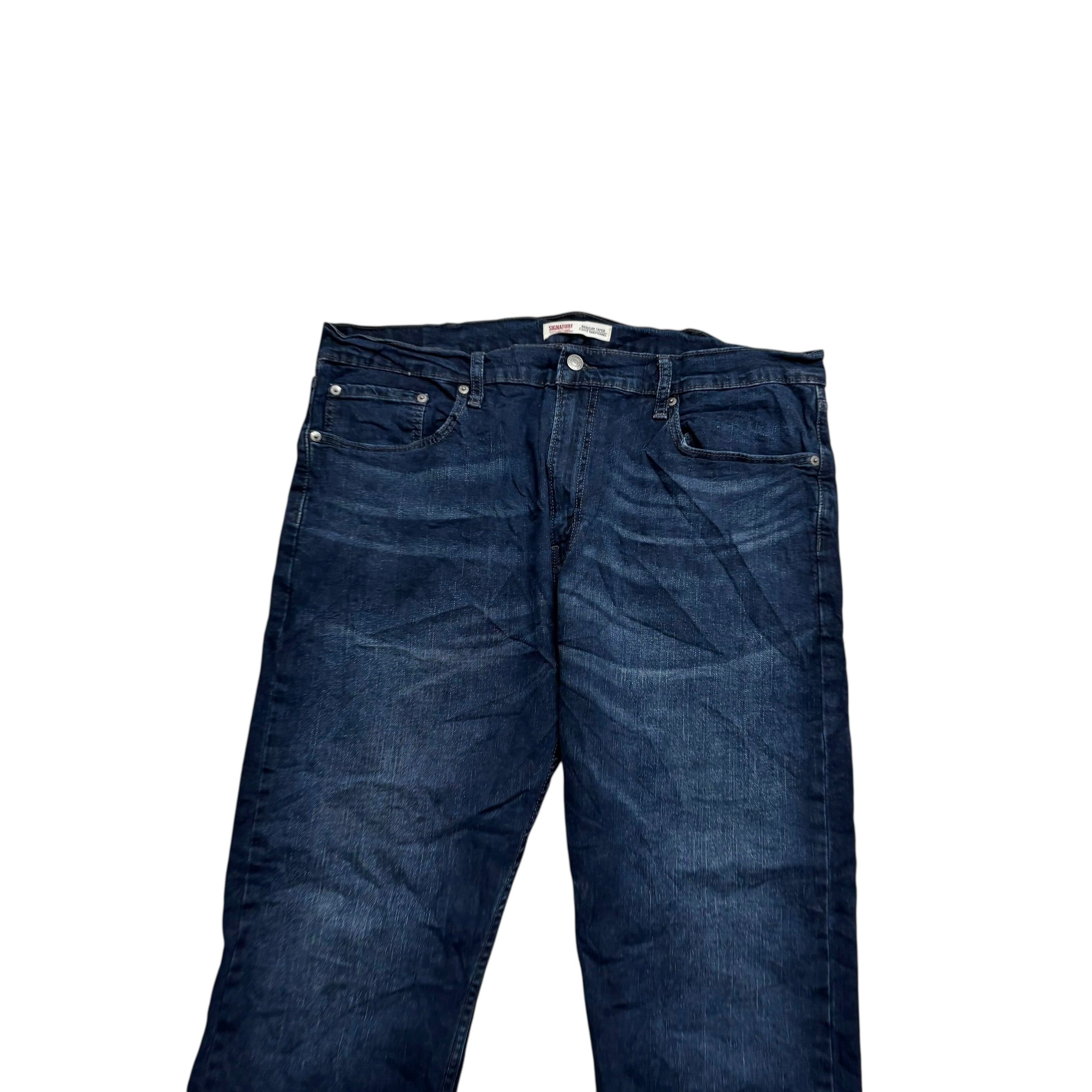 Levis Signature Jeans W38 L29 Mens Navy Blue Regular Tapered Fit Stretch (E)
