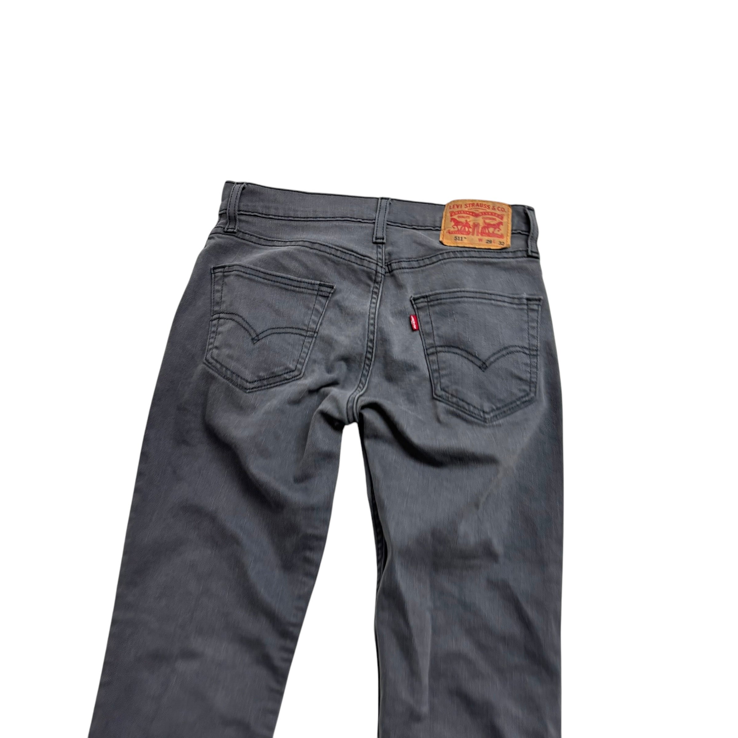 Levis 511 Jeans W29 L32 Mens Grey Slim Fit Stretch Denim (E)