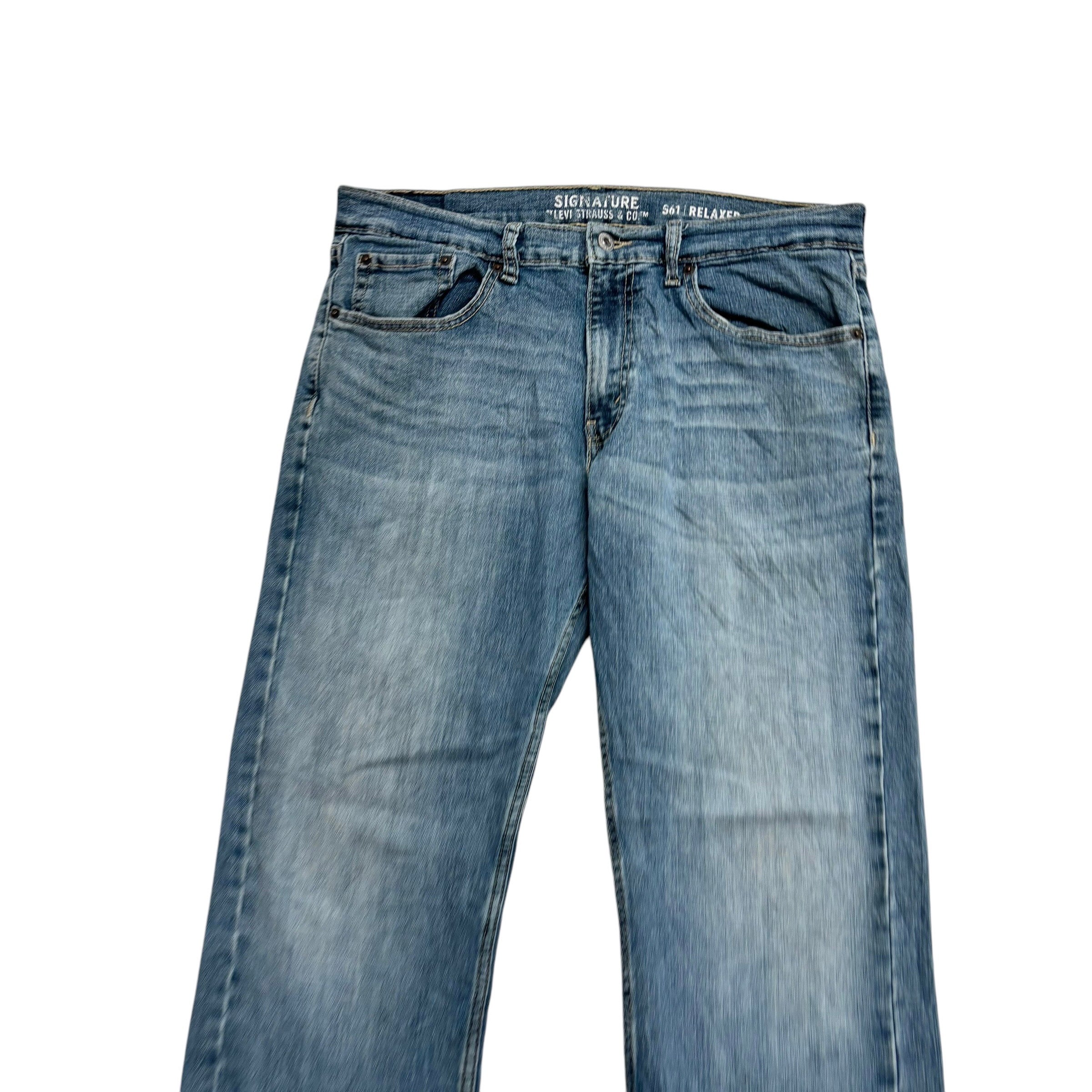 Levis Signature Jeans W34 L34 Mens Mid Blue Athletic Tapered Fit Stretch (E)