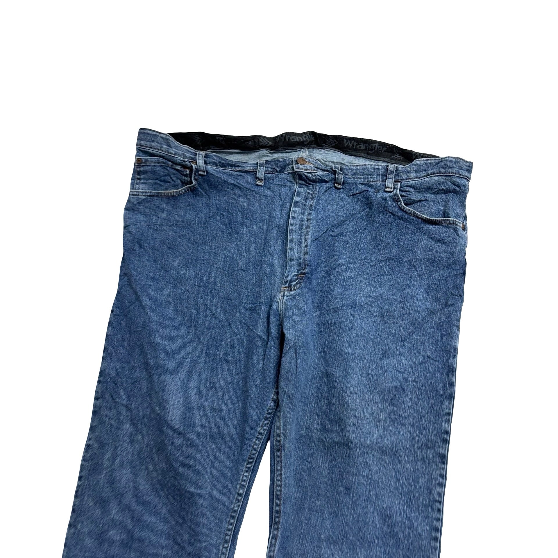 Wrangler Jeans W48 L30 Mens Mid Blue Regular Straight Fit Stretch Denim (E)