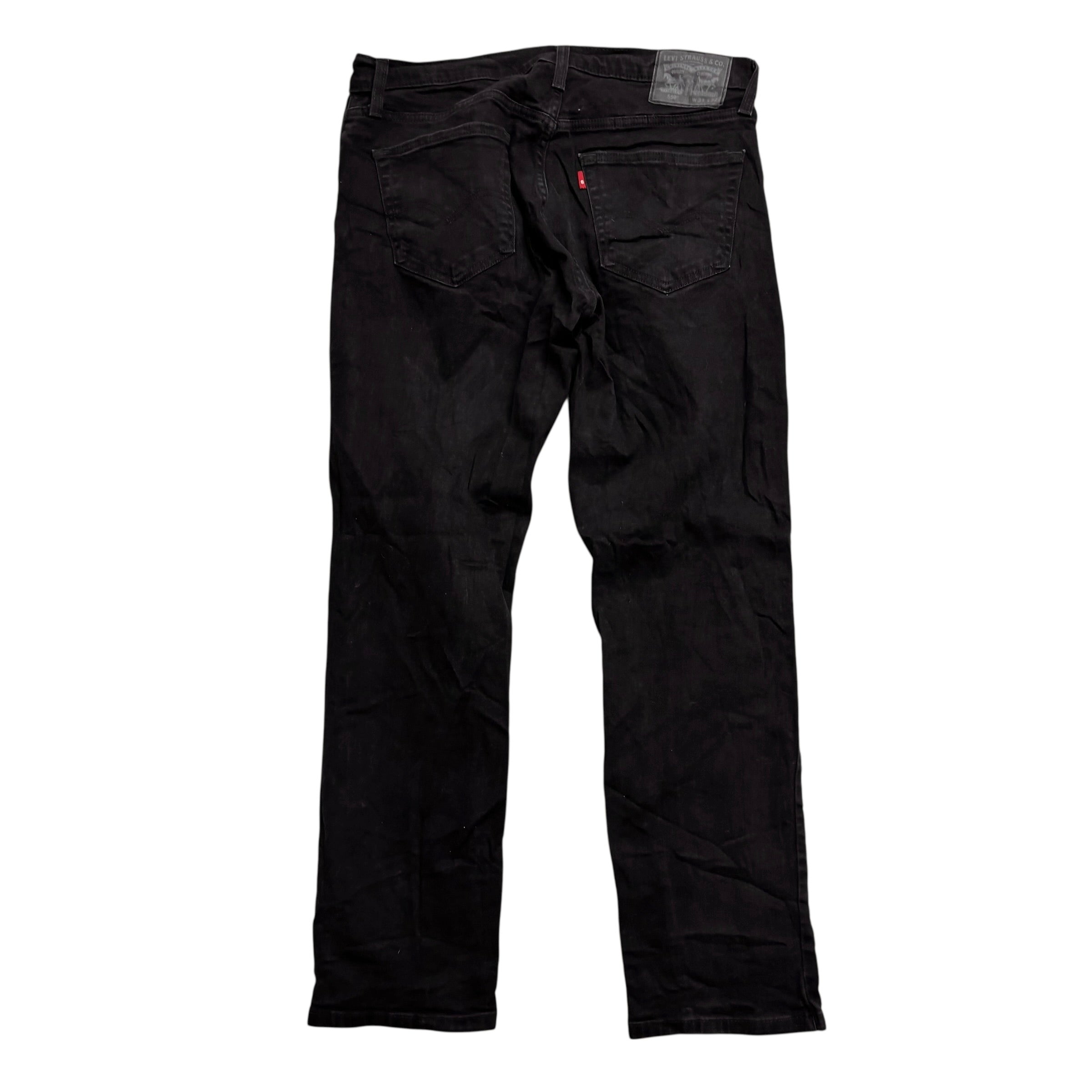 Levis 559 Jeans W34 L31 Mens Black Regular Straight Fit Stretch Denim (E)