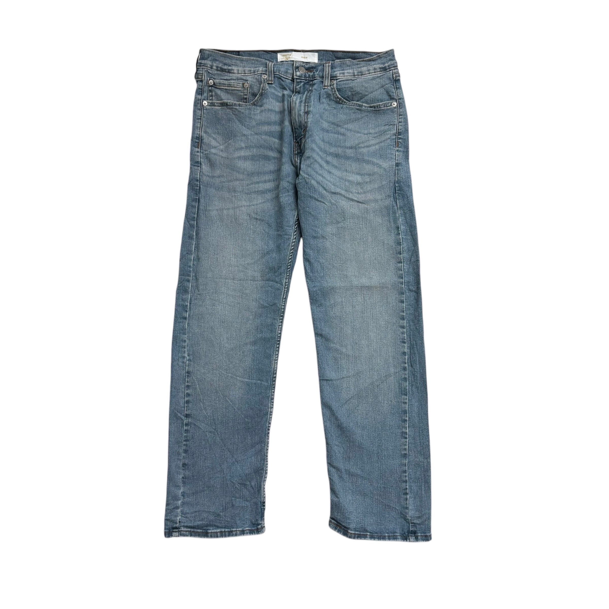 Levis Signature Jeans W32 L30 Mens Mid Blue Regular Straight Fit Stretch Denim
