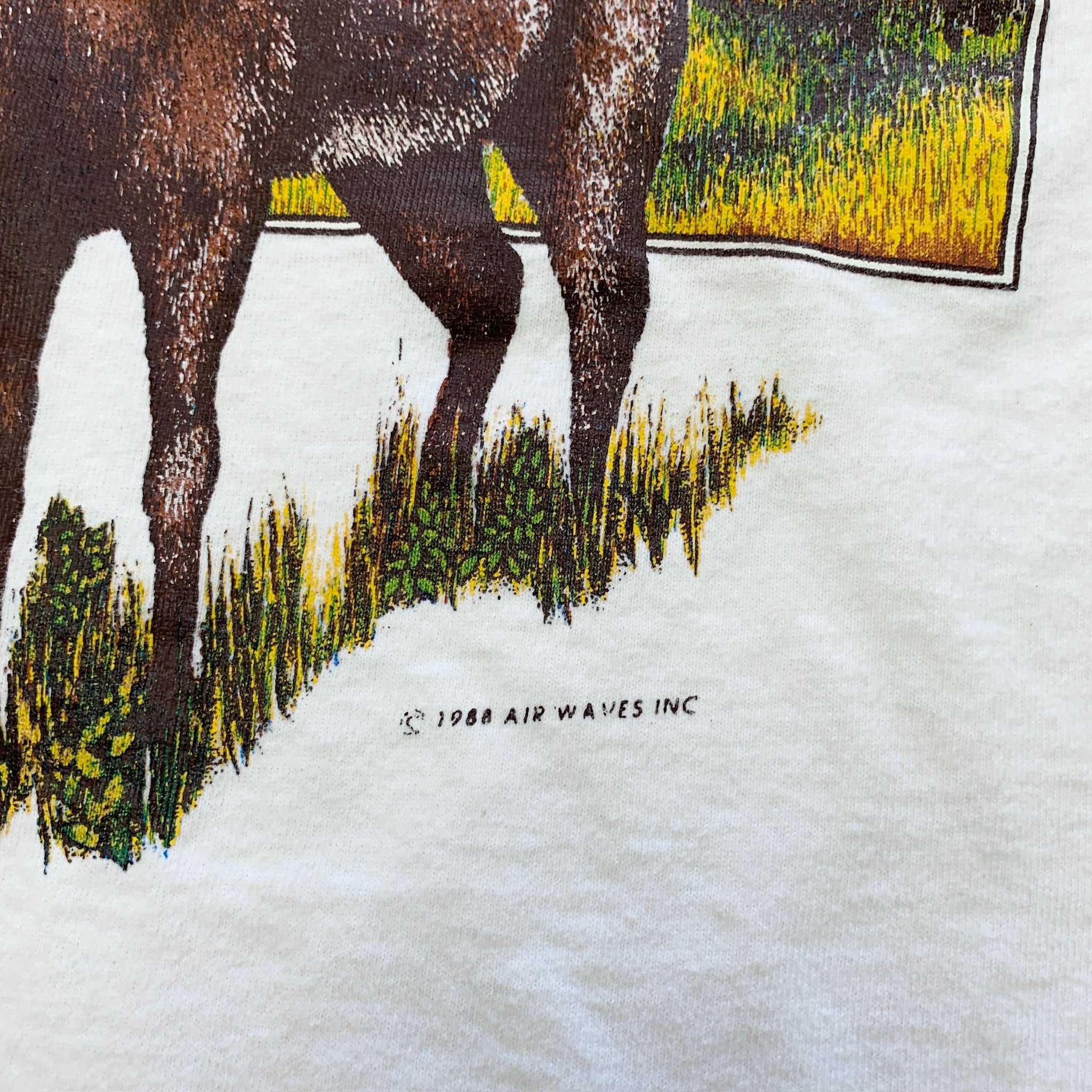 Vintage T Shirt Mens XL White Single Stitch Graphic Print 90s USA Nature Deer