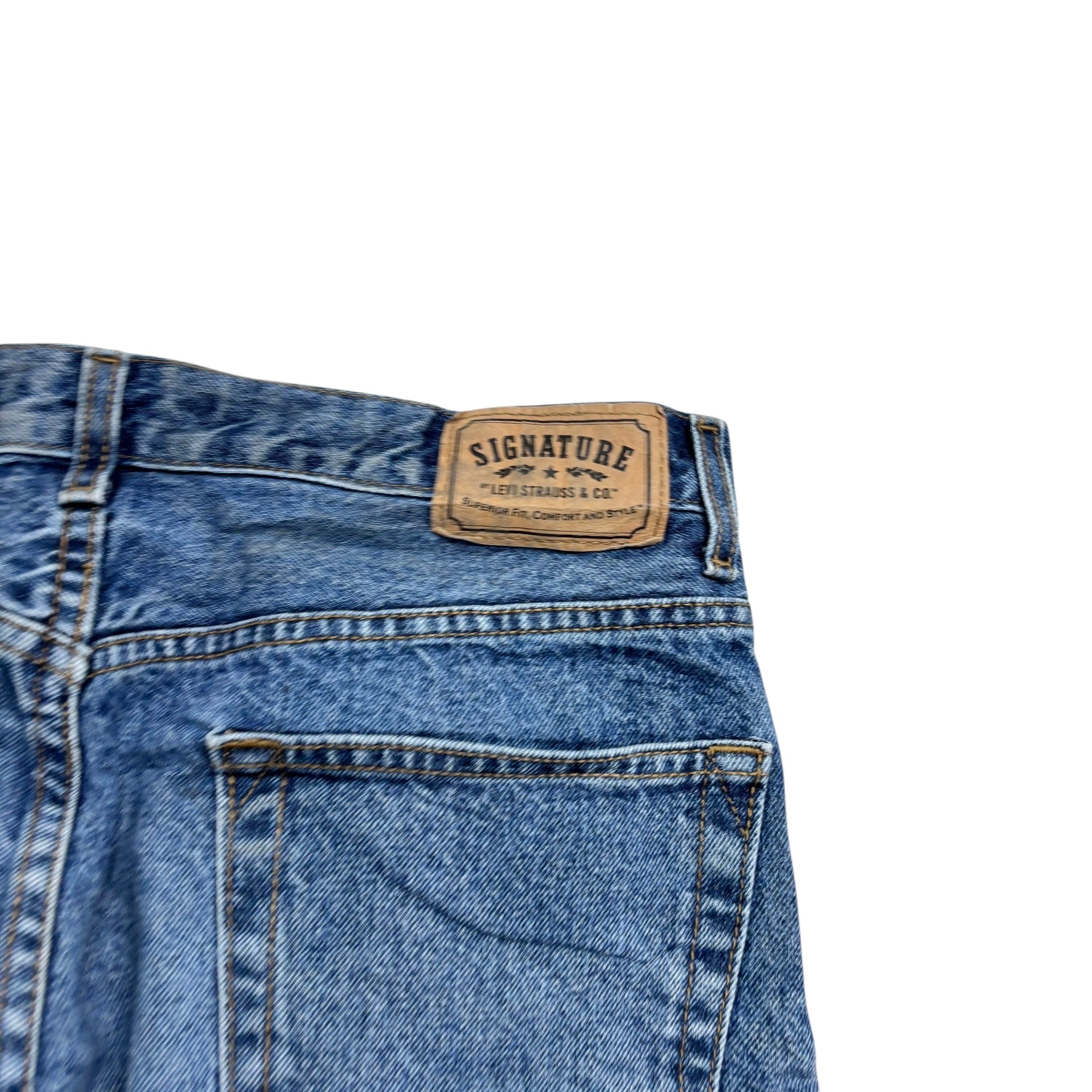 Levis Signature Jeans W34 L34 Mens Mid Blue Regular Straight Fit Vintage (E)