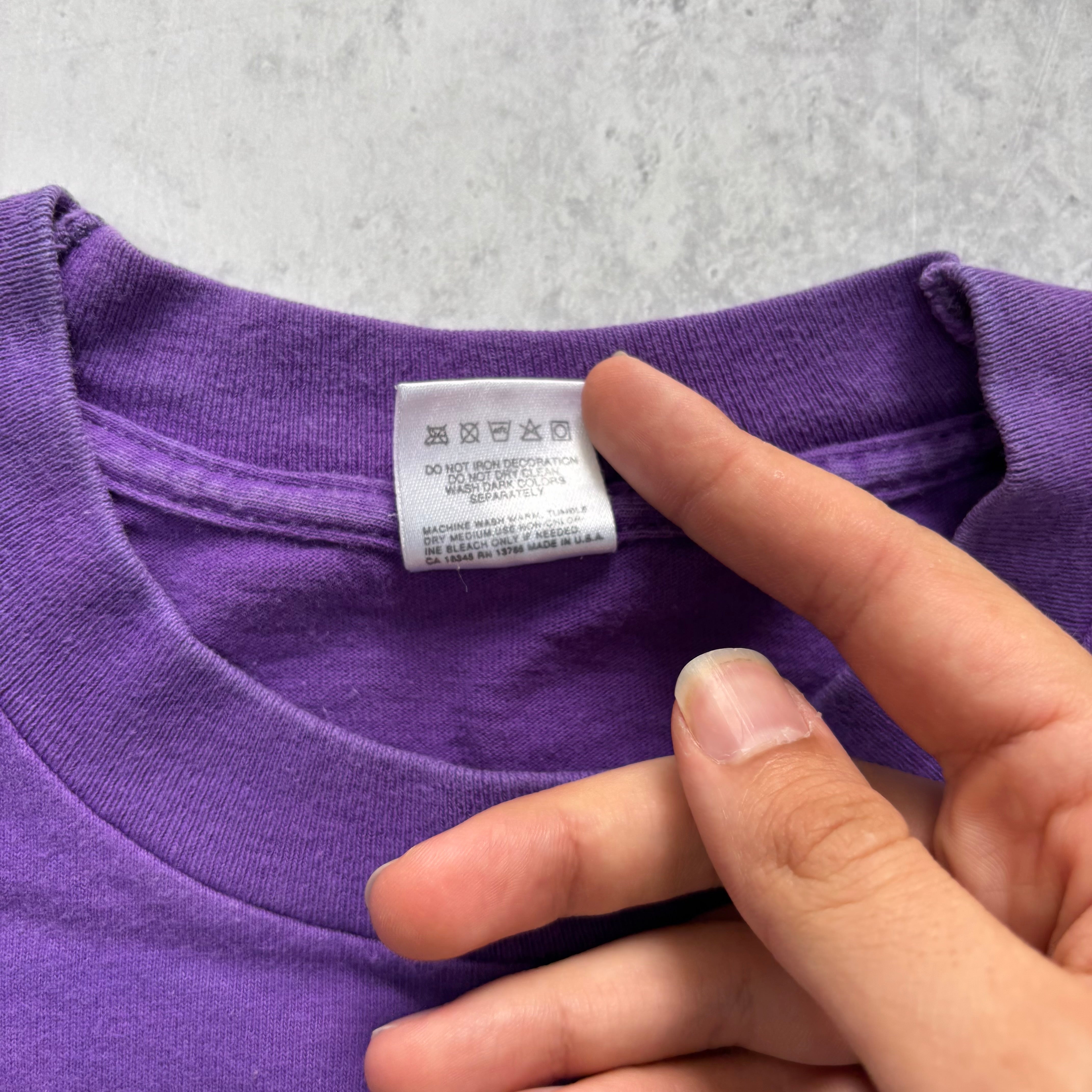 Vintage T Shirt Mens Large Purple Single Stitch Graphic Print 90s USA (E)