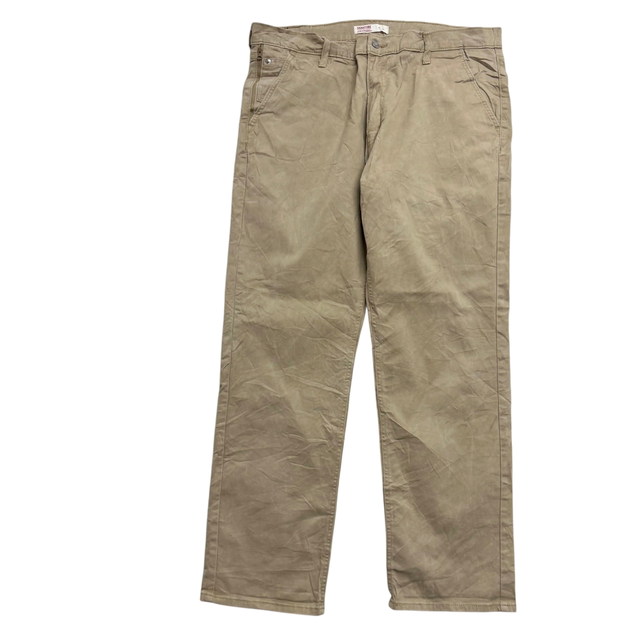 Levis Signature Trousers W38 L31 Mens Beige Athletic Straight Fit Stretch (E)