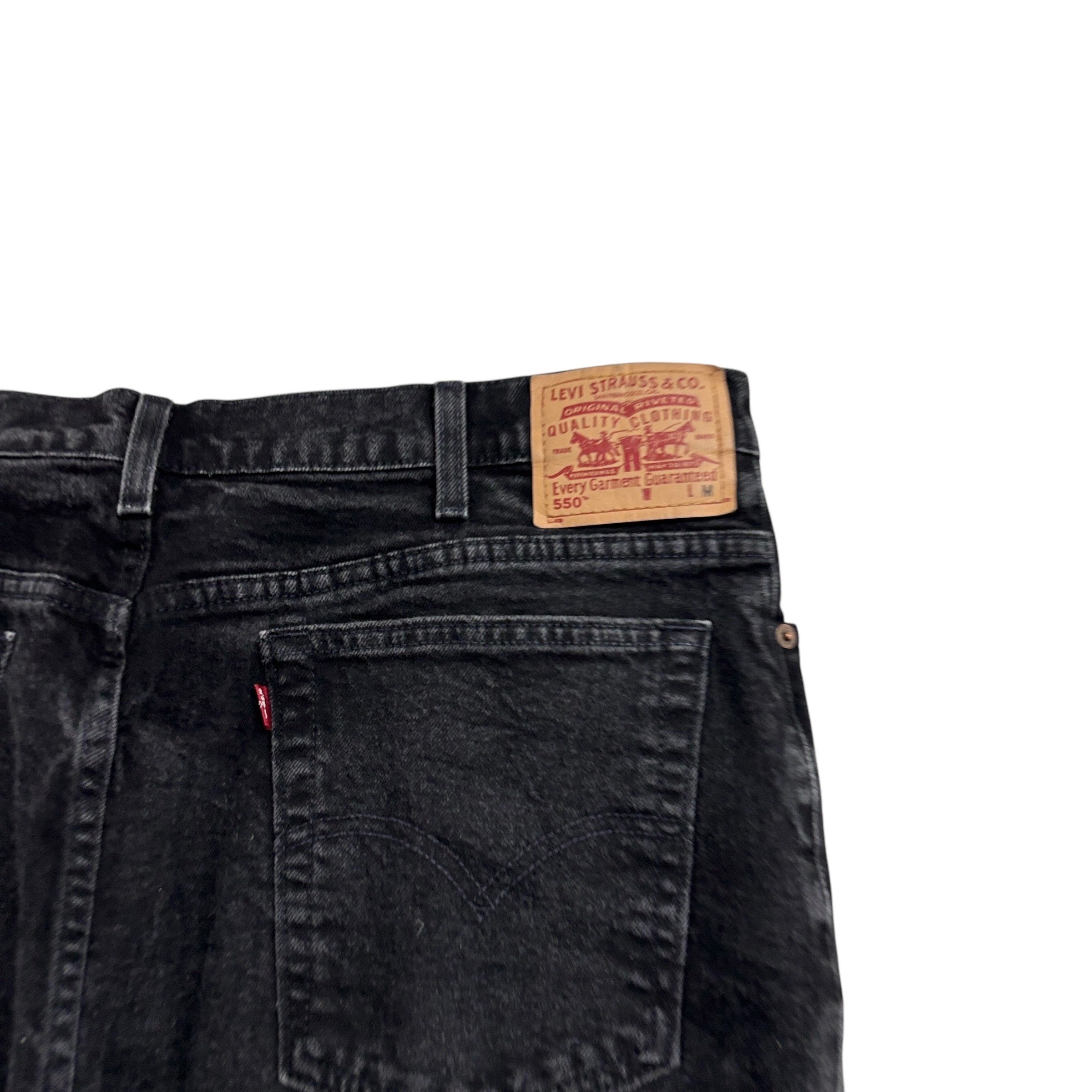 Levis 550 Jeans W38 L30 Womens Black Relaxed Taper Mom Fit Vintage Stretch Denim