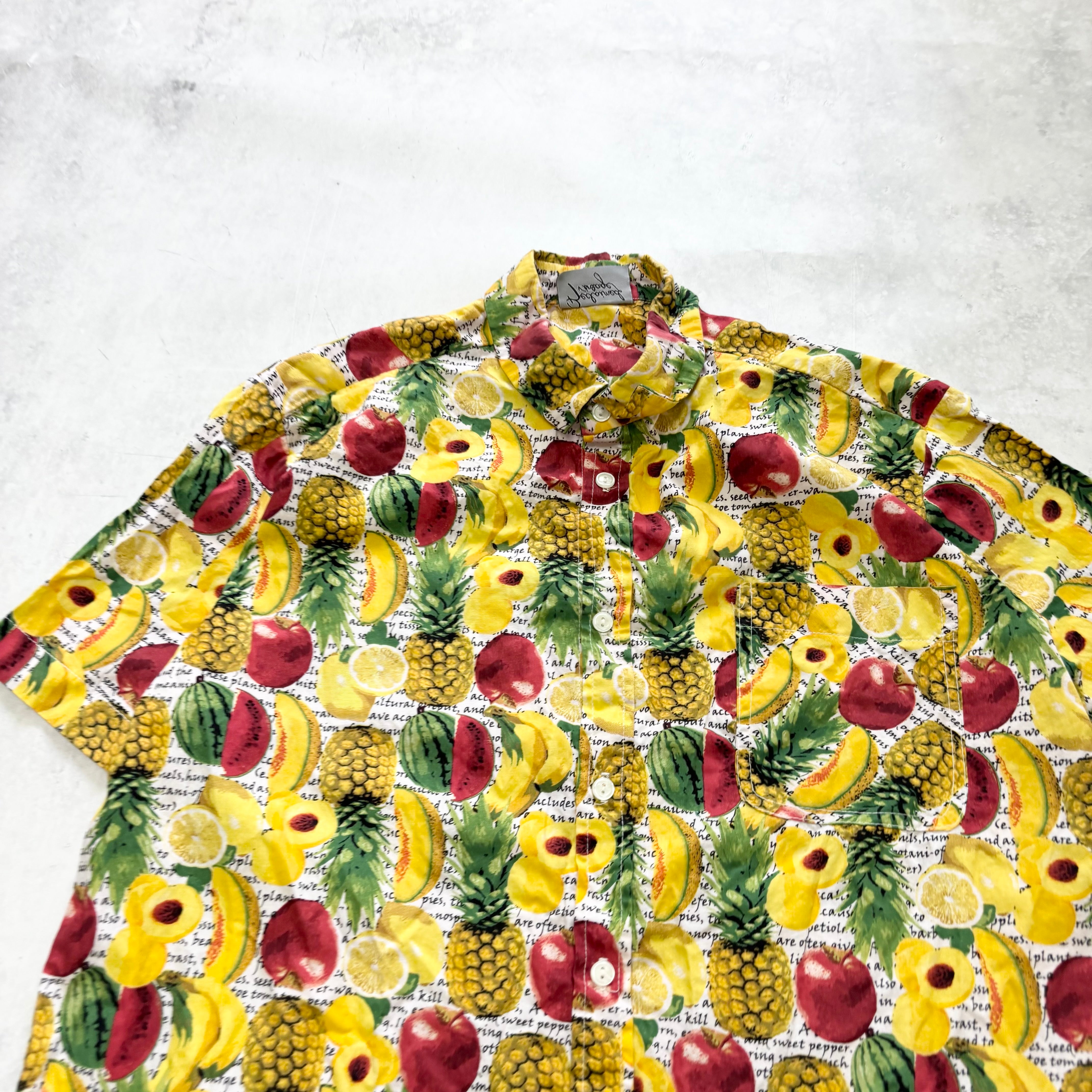 Hawaiian Shirt Mens Large Yellow Floral Aloha Short Sleeve Cotton (E)