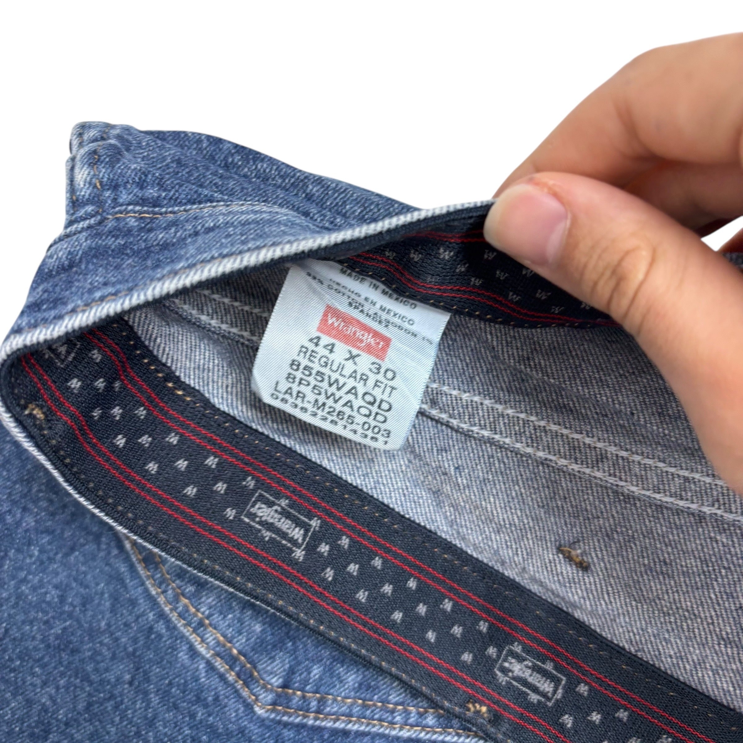 Wrangler Jeans W44 L30 Mens Mid Blue Regular Straight Fit Stretch Denim (E)