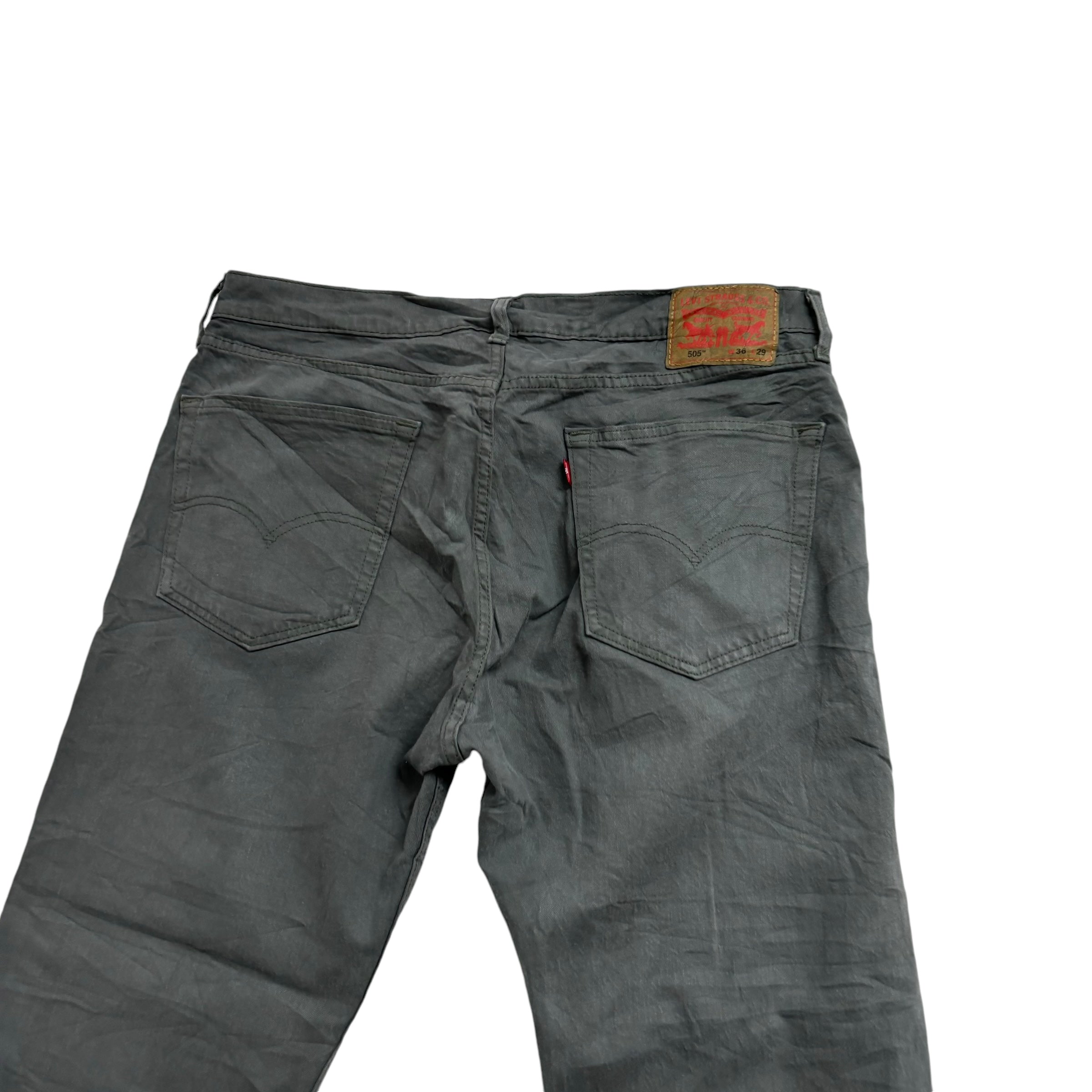 Levis 505 Trousers W36 L29 Mens Grey Regular Straight Fit Stretch Pants