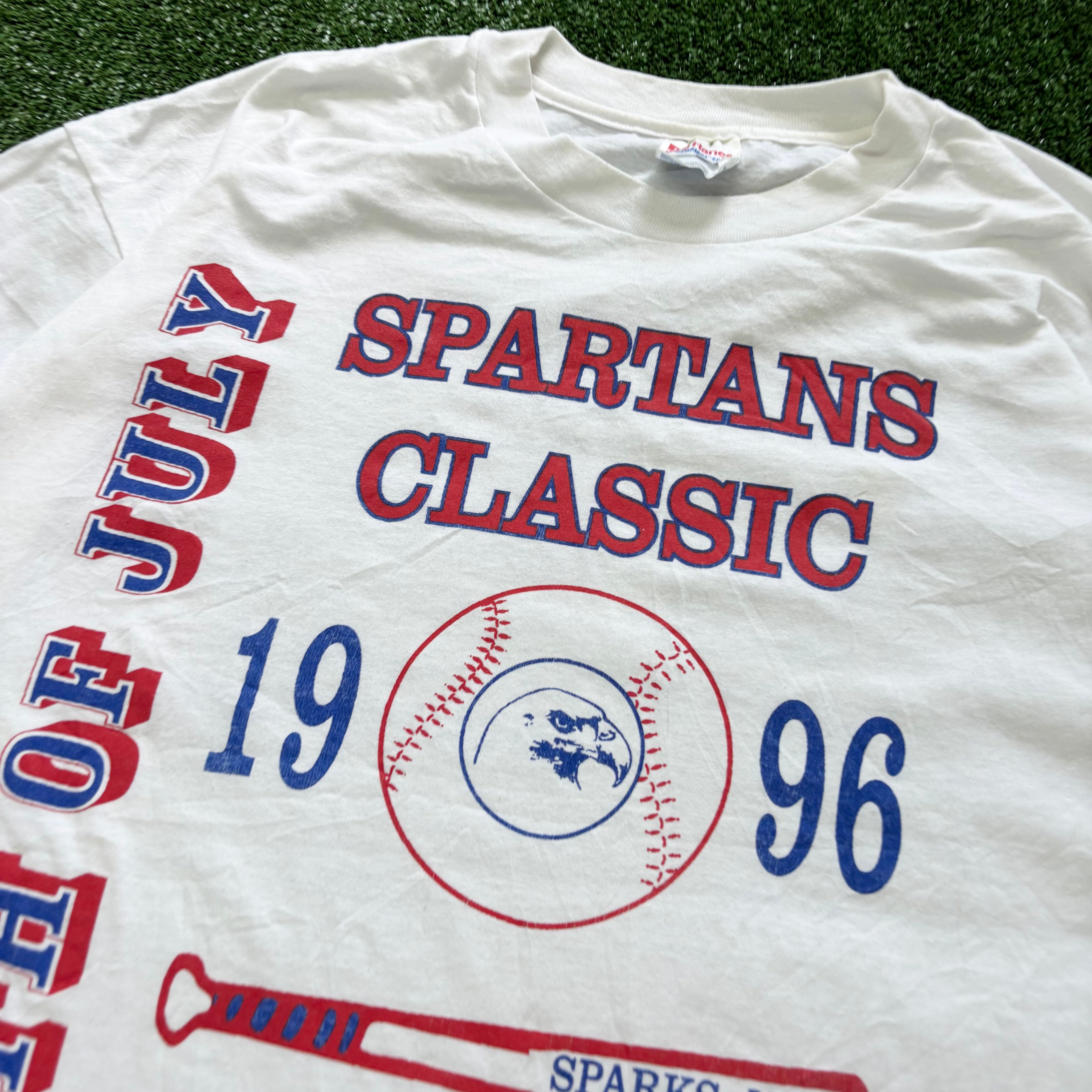 Vintage T Shirt Mens XL White Single Stitch Graphic Print 90s Baseball (E)