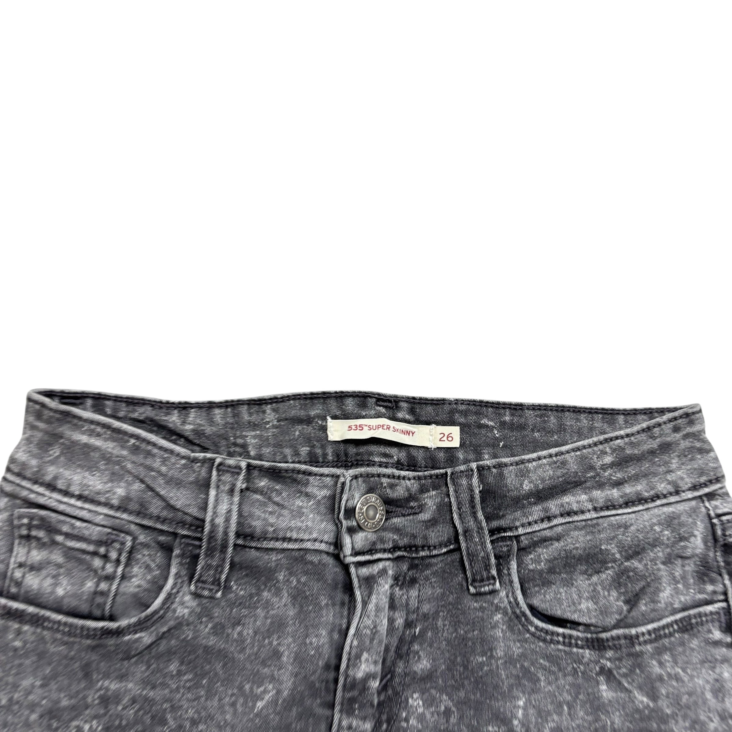 Levis 535 Jeans W26 L26 Womens Super Skinny Fit Grey Stretch Denim (E)
