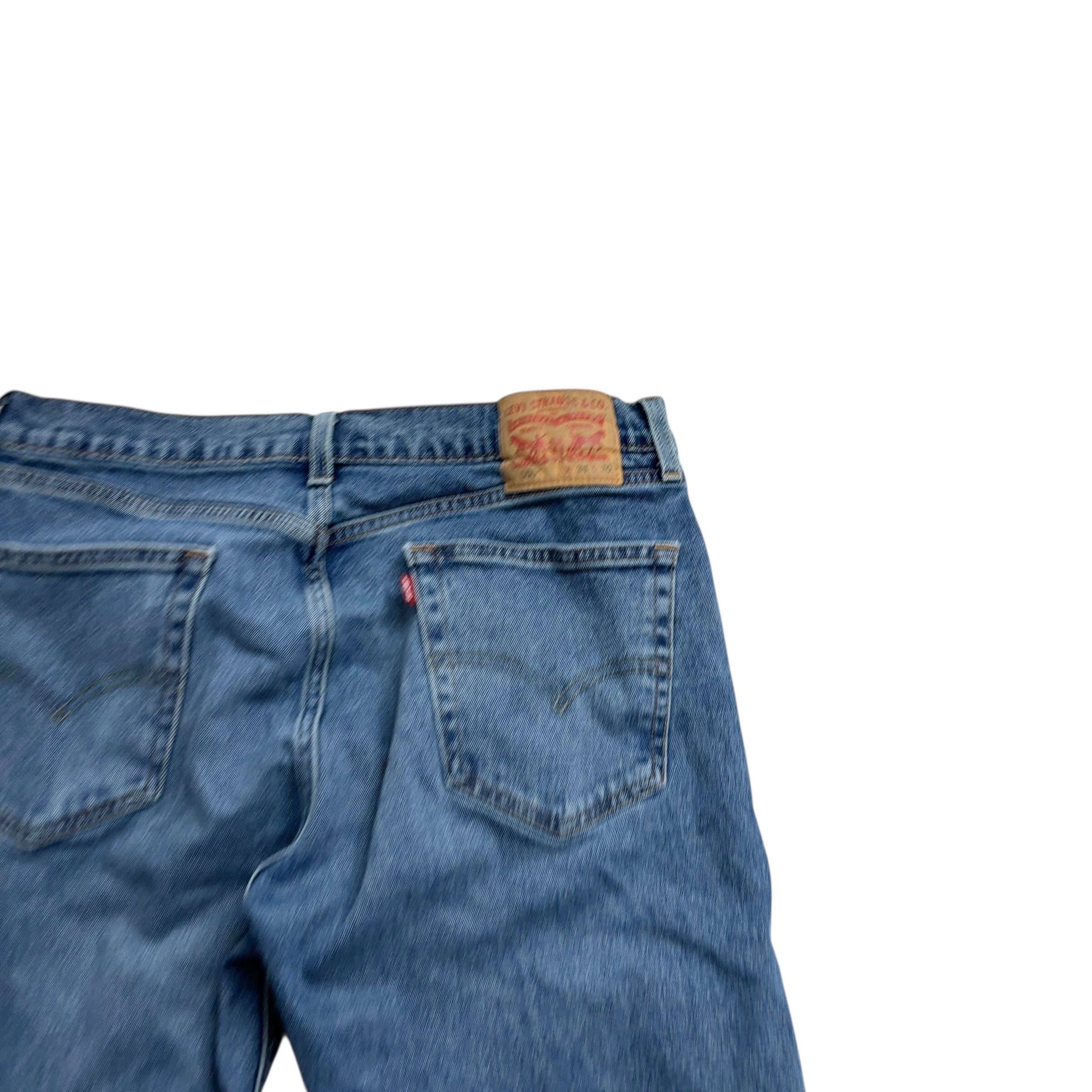 Levis 505 Jeans W35 L30 Mens Mid Blue Regular Straight Fit Stretch Denim (F)