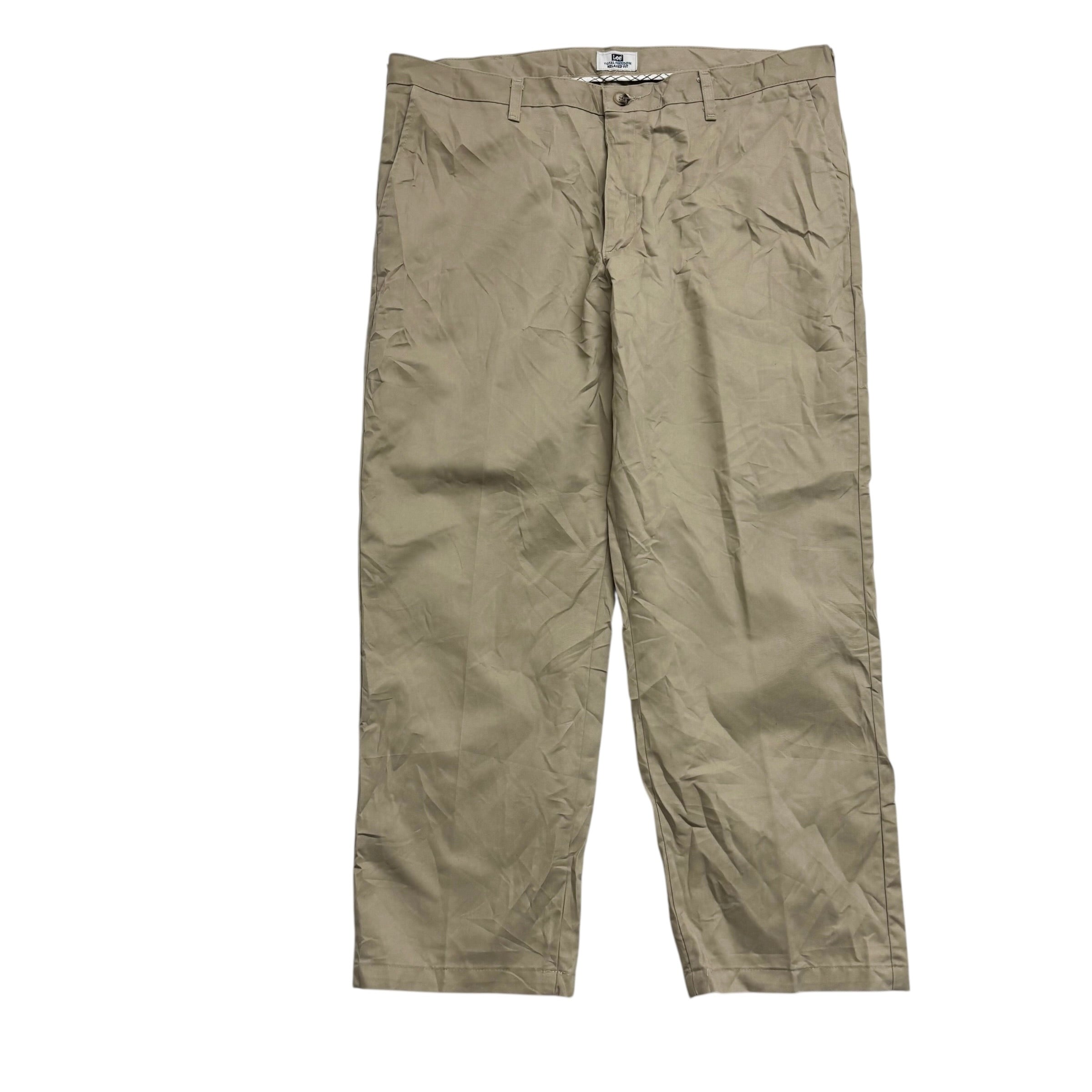 Lee Trousers W40 L30 Mens Beige Relaxed Fit Total Freedom Pants (E)
