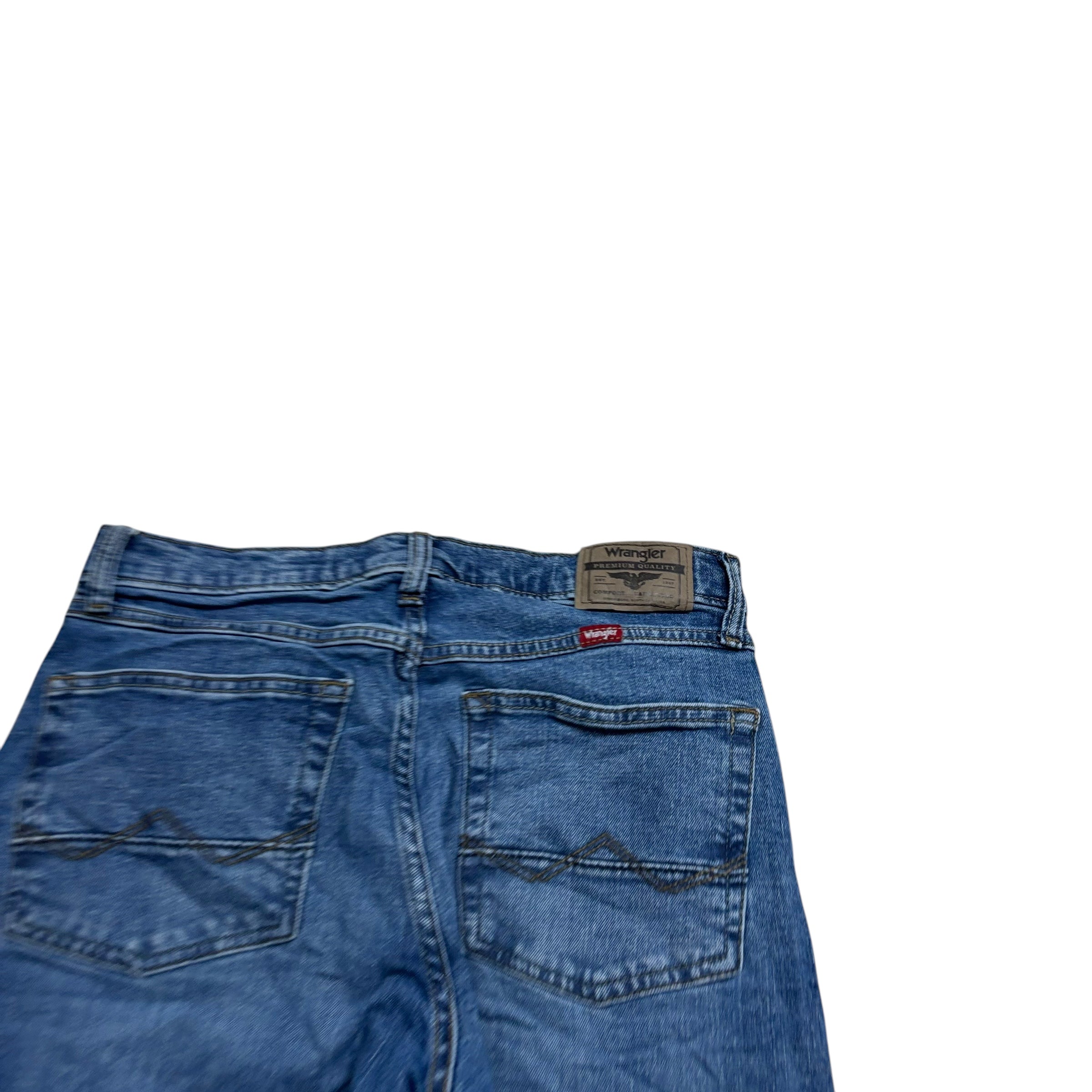 Wrangler Jeans W29 L30 Mens Mid Blue Athletic Tapered Fit Stretch Denim (E)