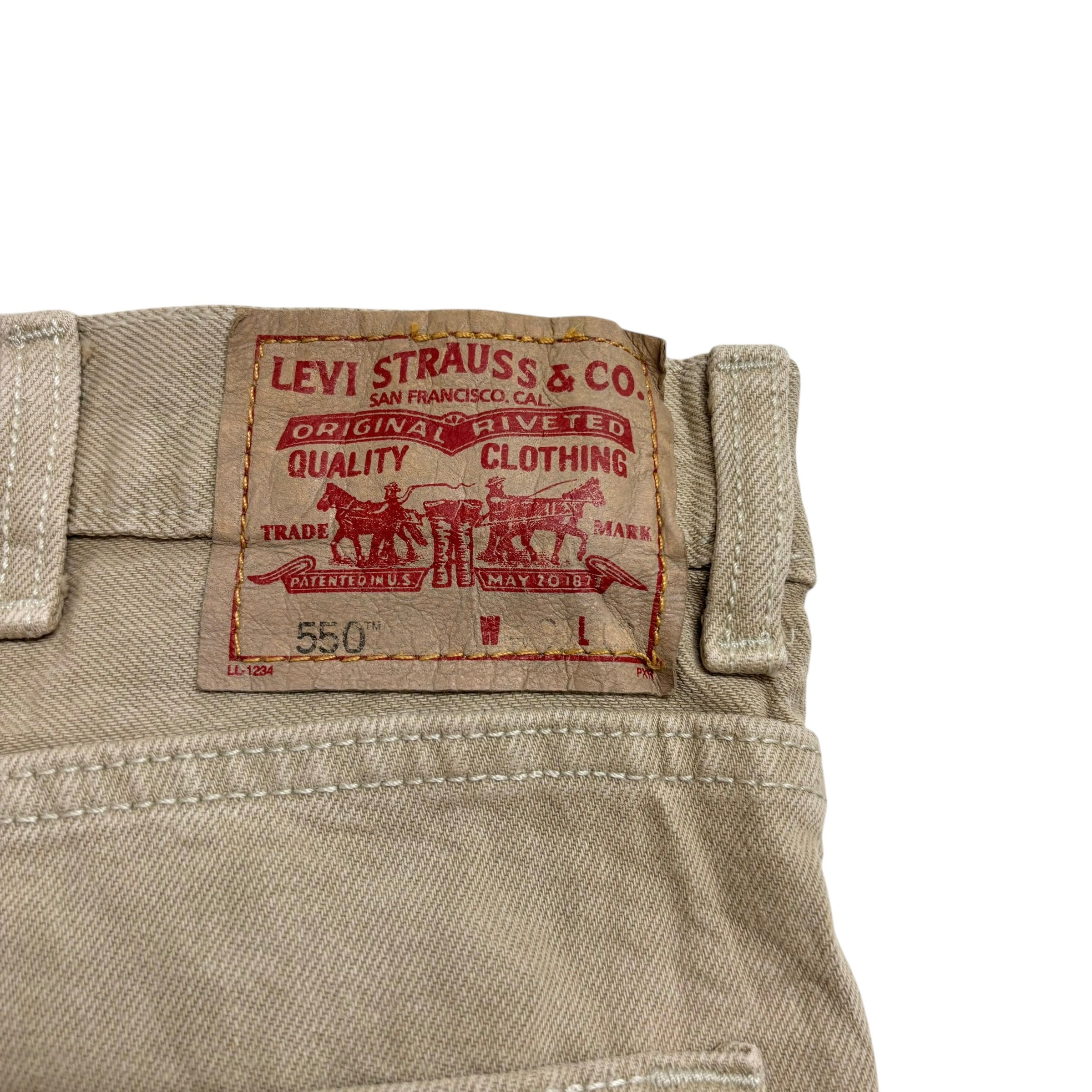 Levis 550 Jeans W40 L30 Mens Beige Tan Baggy Relaxed Straight Fit Denim