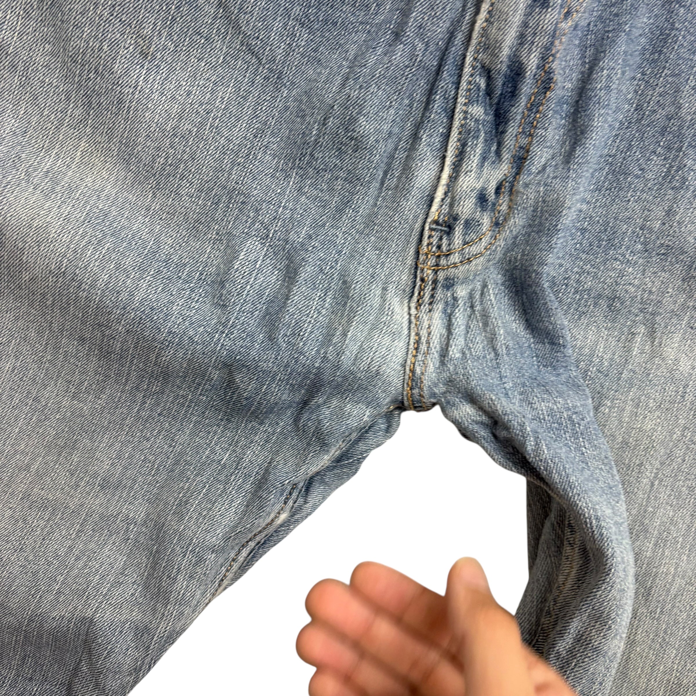 Levis 513 Jeans W38 L32 Mens Light Blue Slim Straight Fit Stretch Denim (F)