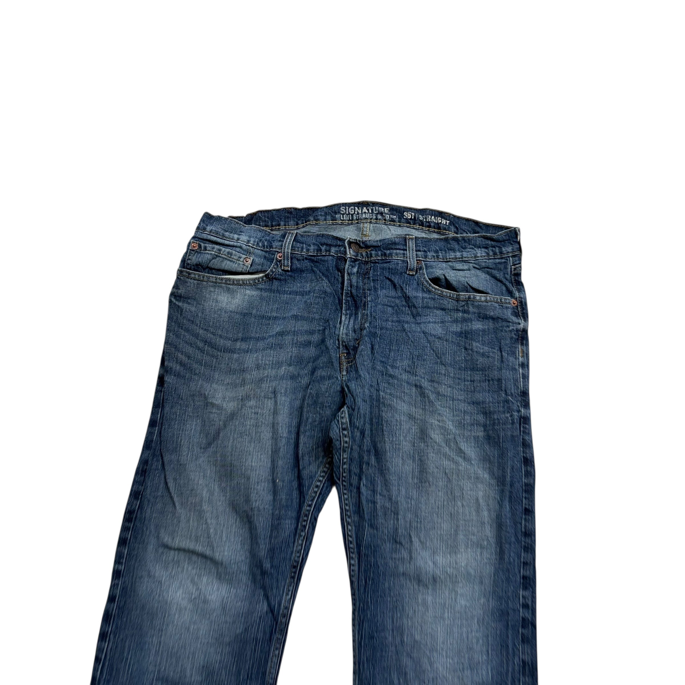 Levis Signature Jeans W38 L32 Mens Mid Blue Regular Straight Fit Stretch
