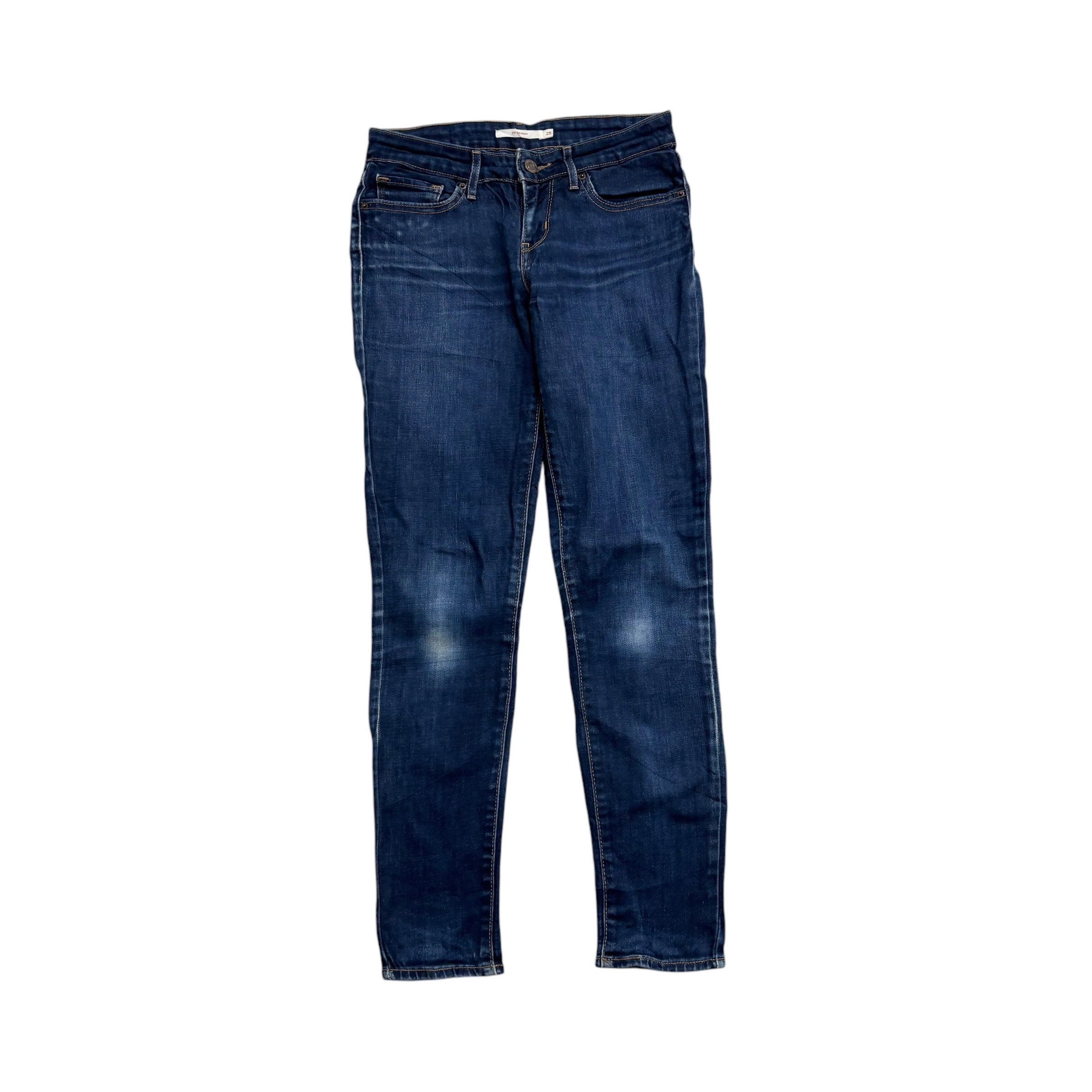Levis 711 Jeans W25 L28 Womens Mid Blue Skinny Fit Stretch Denim (G)