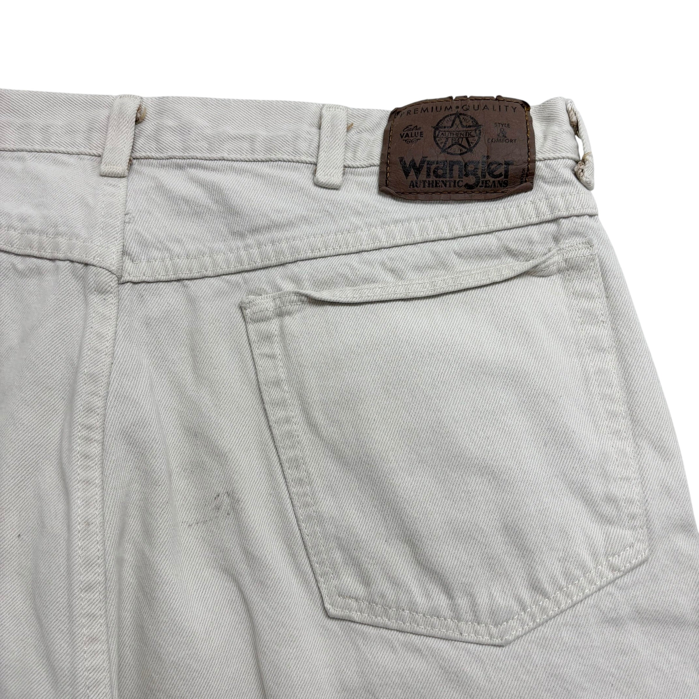 Vintage Wrangler Baggy Jorts W34 Mens Denim Shorts Cream Stone Relaxed Fit