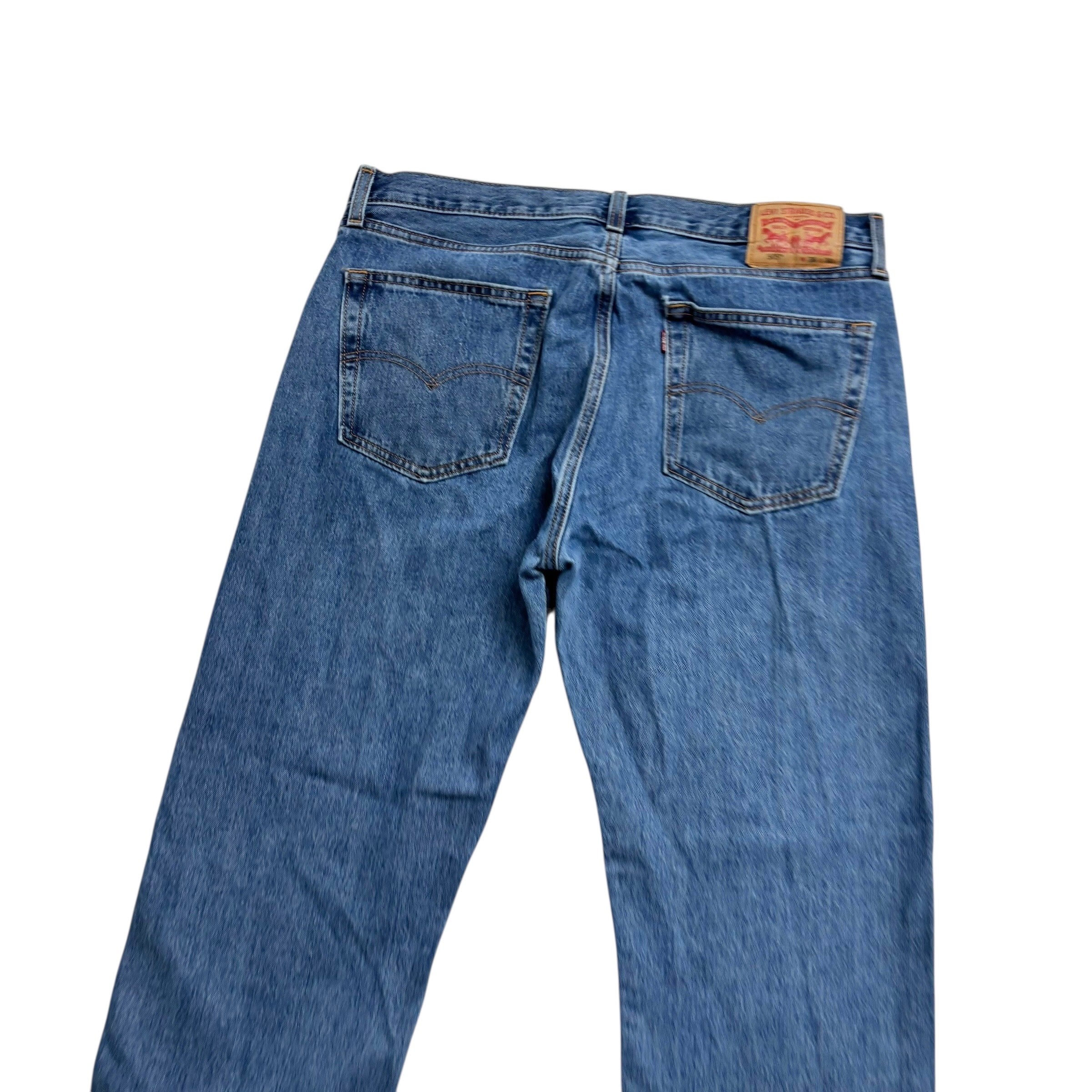 Levis 505 Jeans W36 L30 Mens Mid Blue Regular Straight Fit Denim