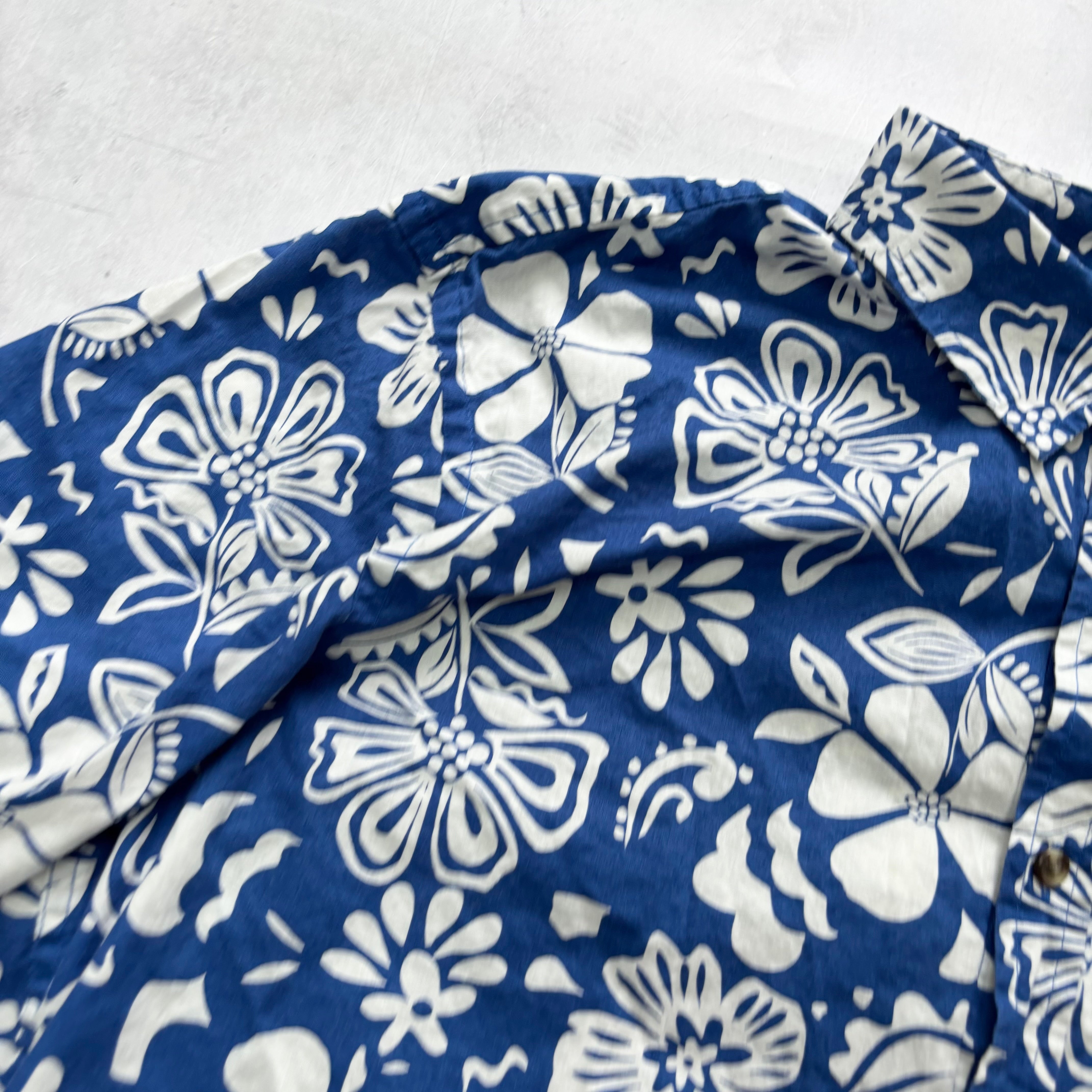 Old Navy Hawaiian Shirt Mens XL Blue Regular Fit Short Sleeve Cotton (E)