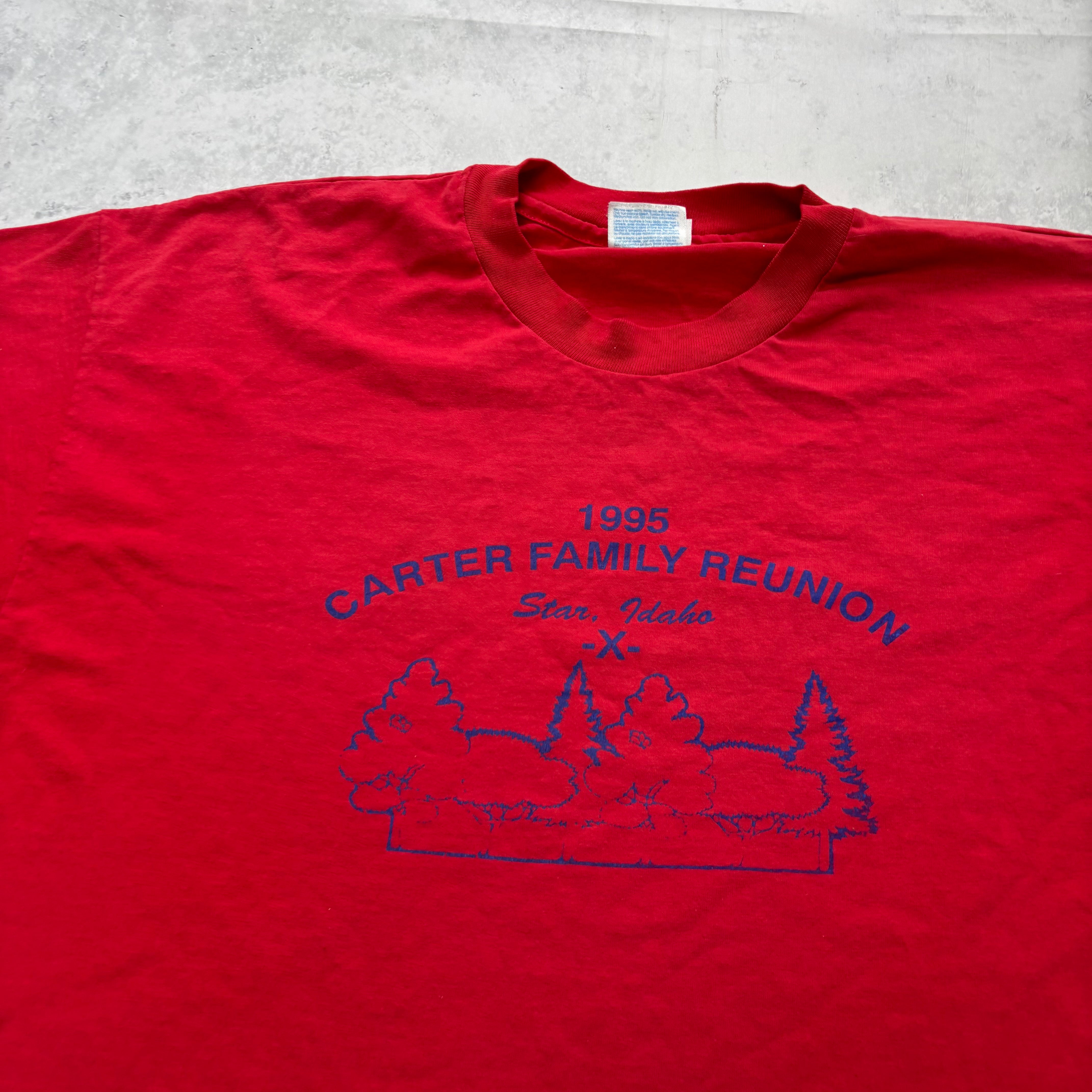 Vintage T Shirt Mens XL Red Single Stitch Graphic Print 90s USA Reunion (E).