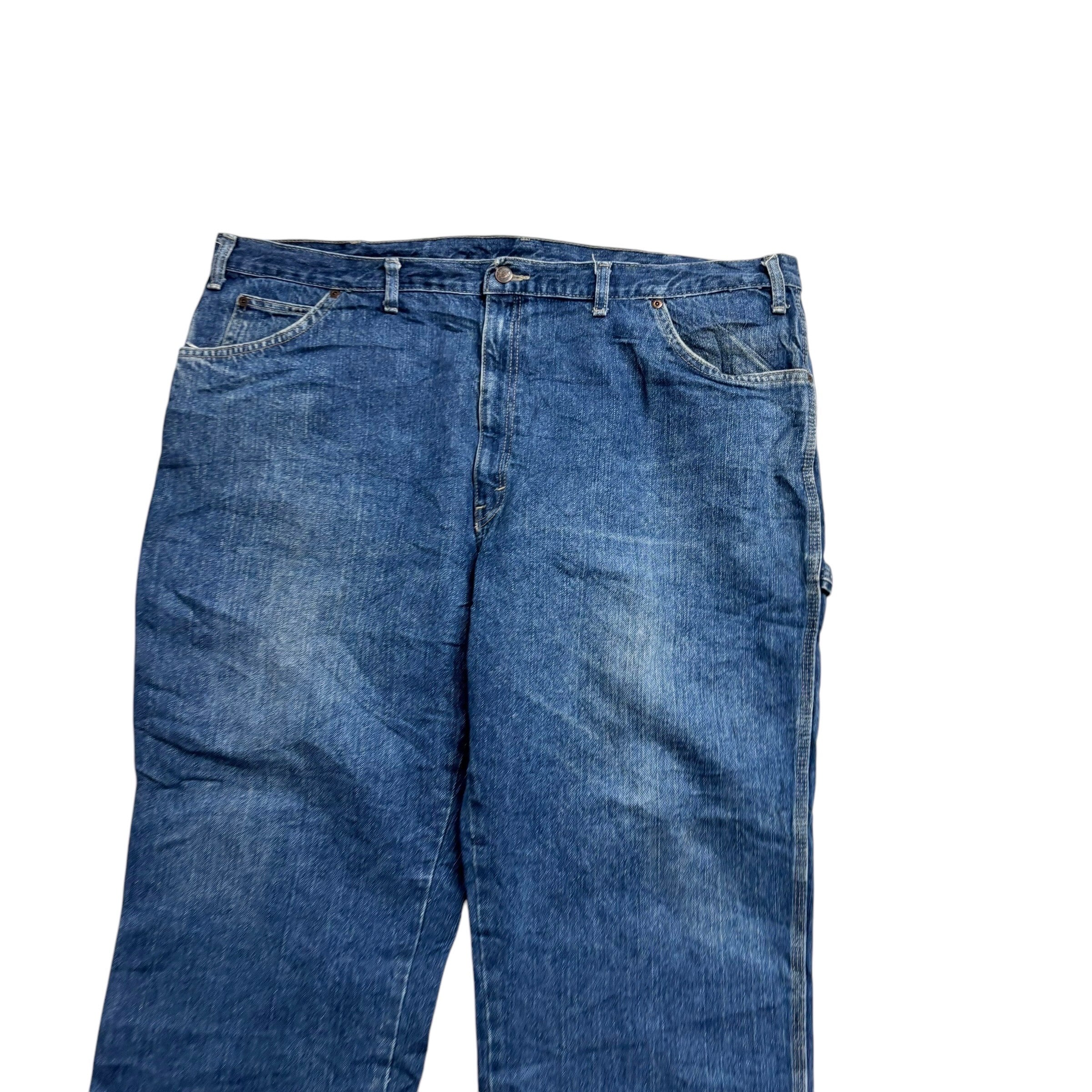 Dickies Carpenter Jeans W44 L26 Mens Mid Blue Relaxed Straight Fit Pants (E)