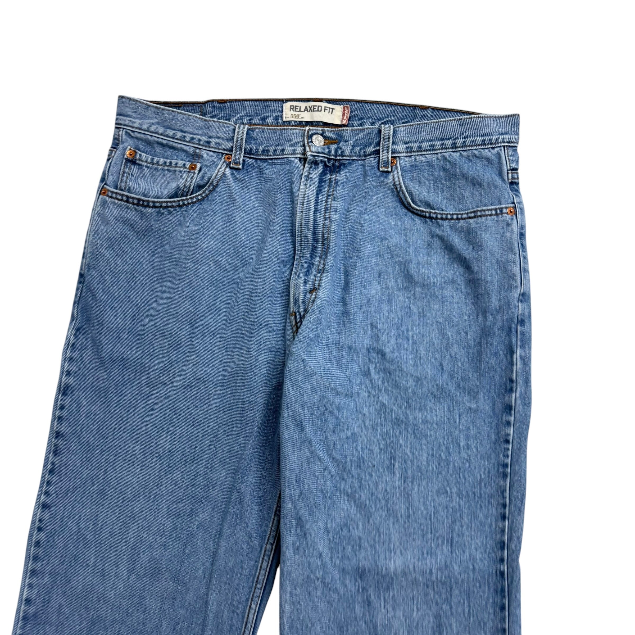 Levis 550 Jeans W40 L30 Mens Light Blue Relaxed Straight Fit Vintage Denim (E)