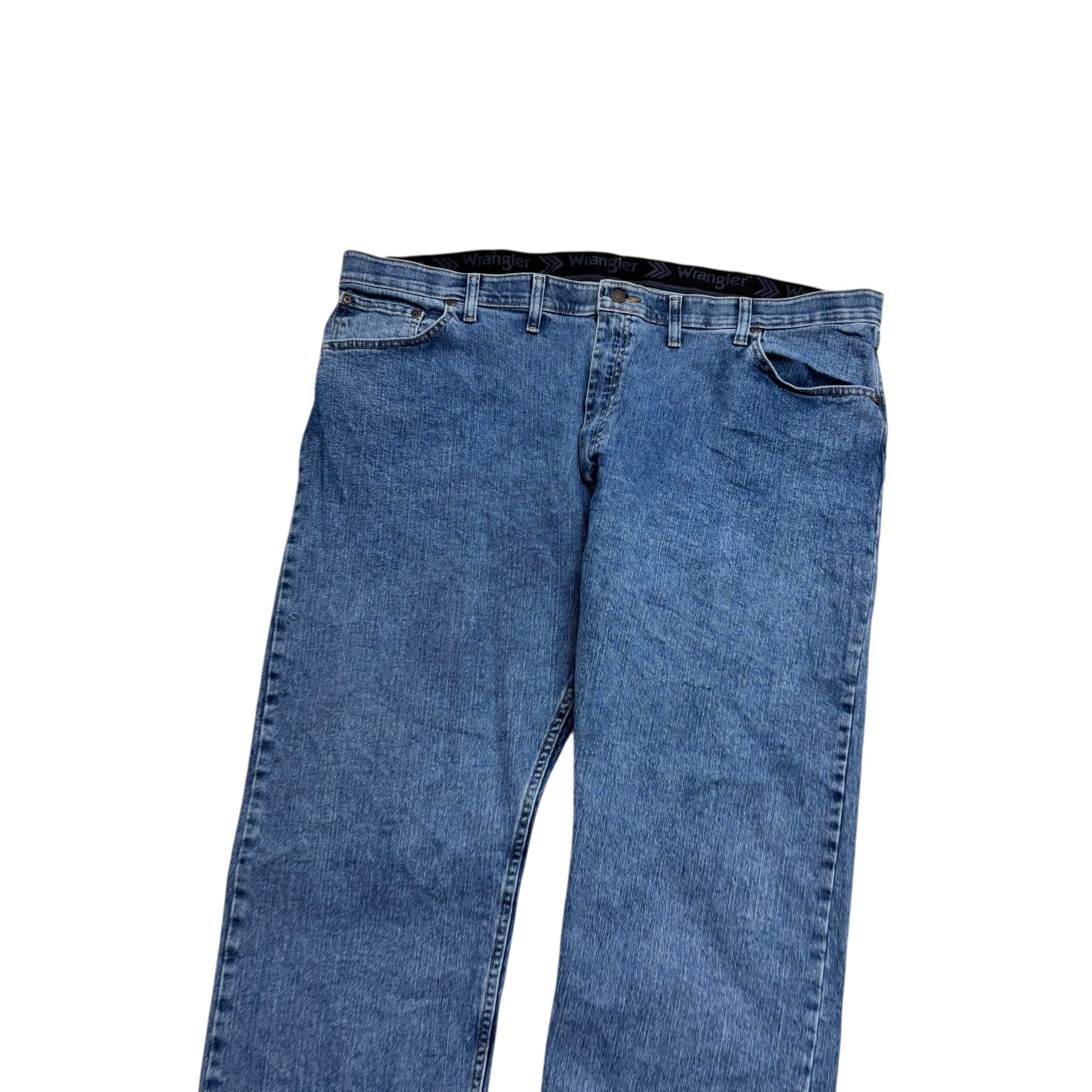 Wrangler Jeans W46 L29 Mens Mid Blue Regular Straight Fit Stretch Denim (E)