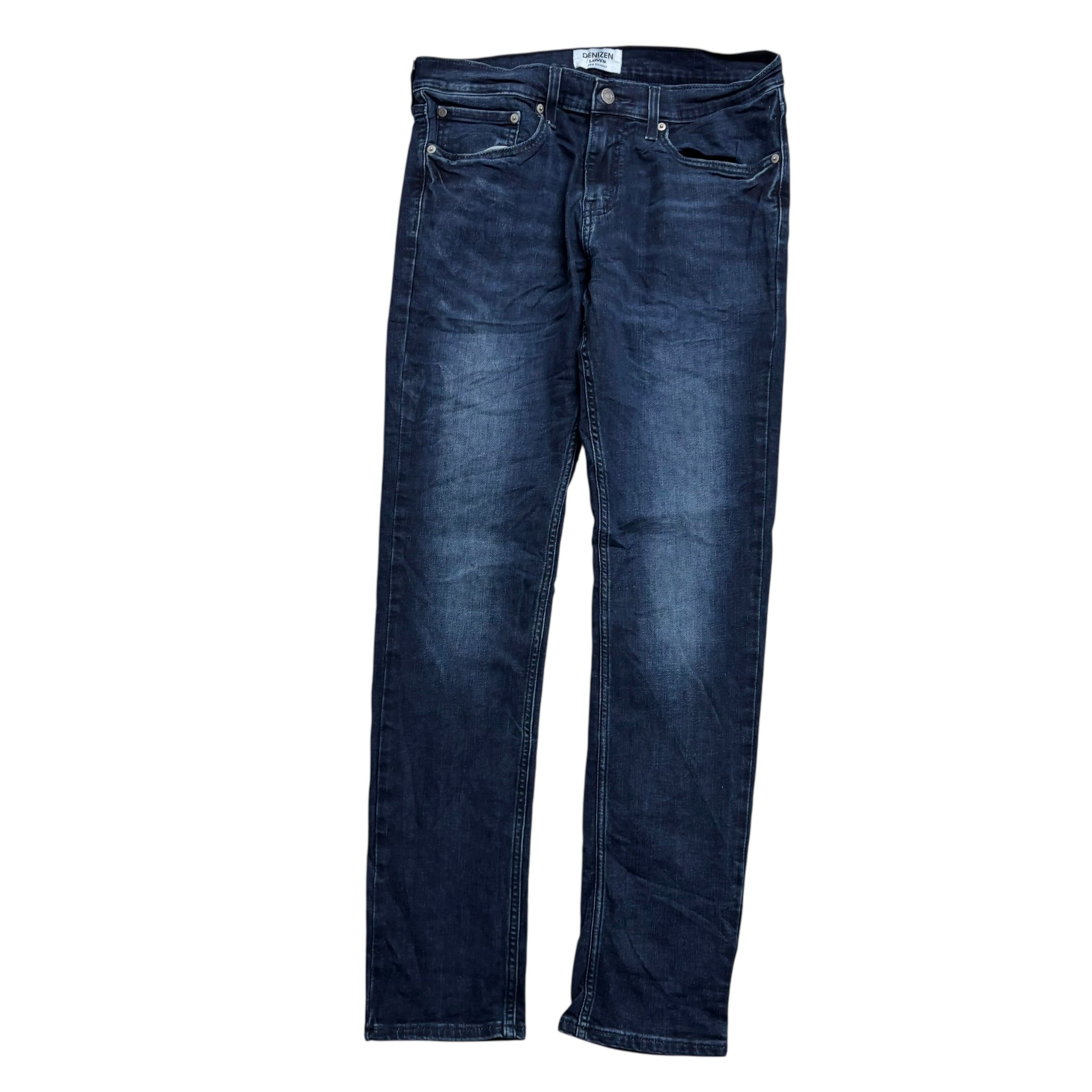 Levis Denizen Jeans W32 L32 Mens Navy Blue Skinny Fit Stretch Denim (E)